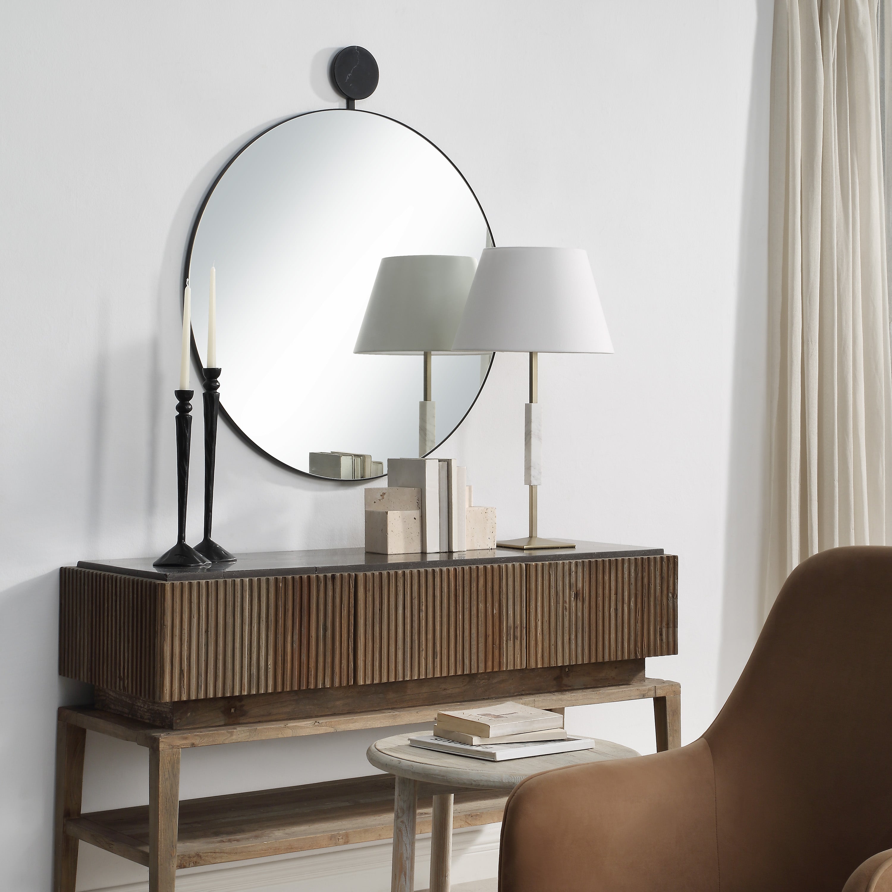 Adamas 42" H x 36" W Wall Mirror, Black - Lifestyle Image - MT2681