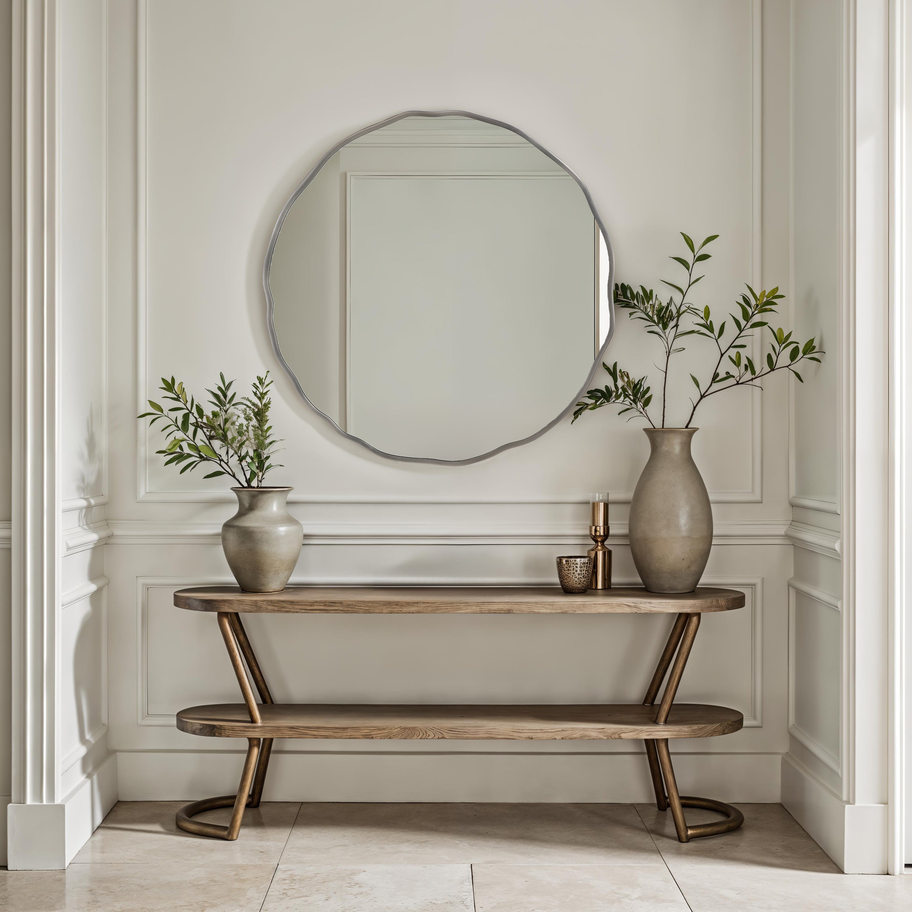 Cerro 30" H x 30" W Wall Mirror, Silver - Lifestyle Image - MT2735