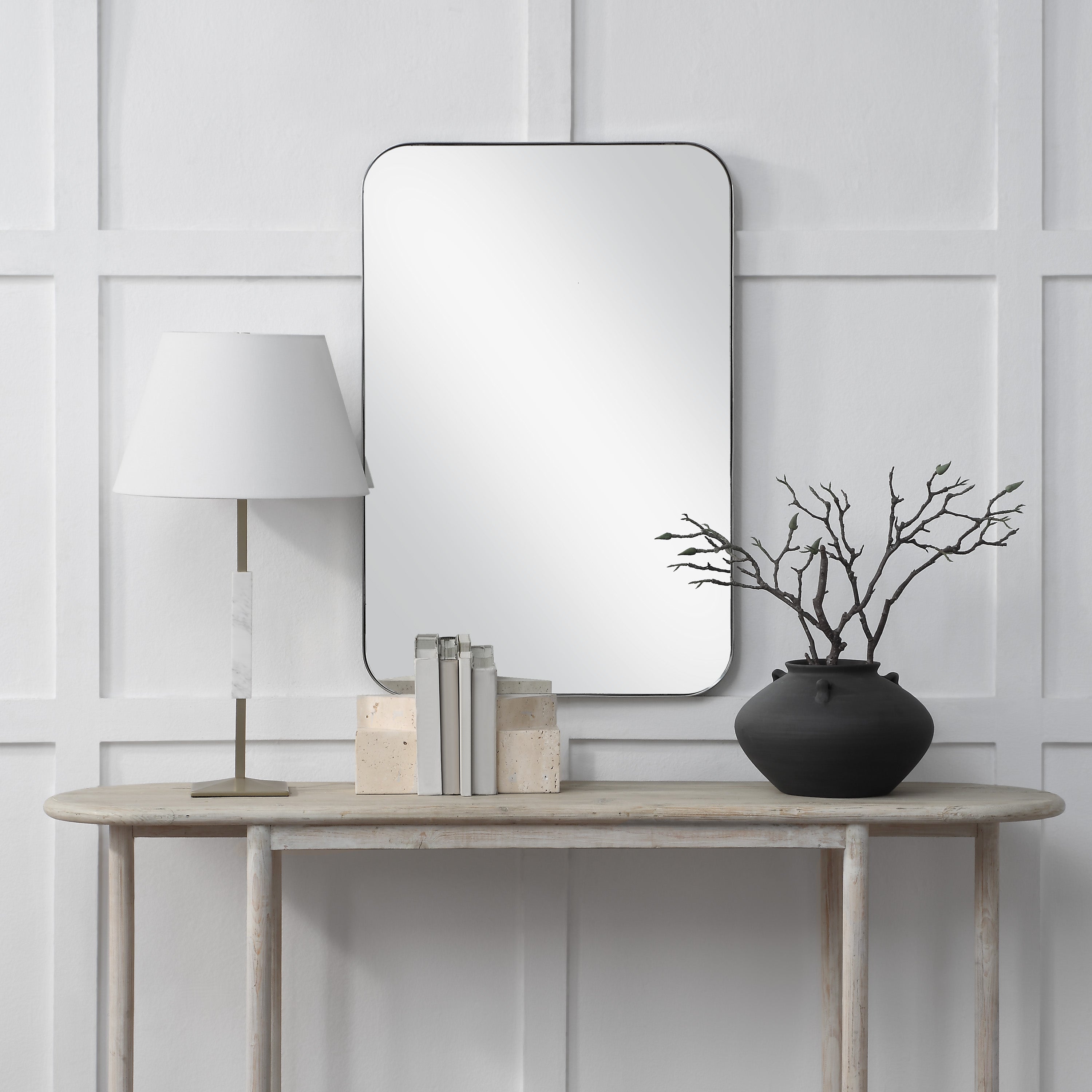 Louvas 36" H x 24" W Wall Mirror, Grey - Lifestyle Image - MT2692