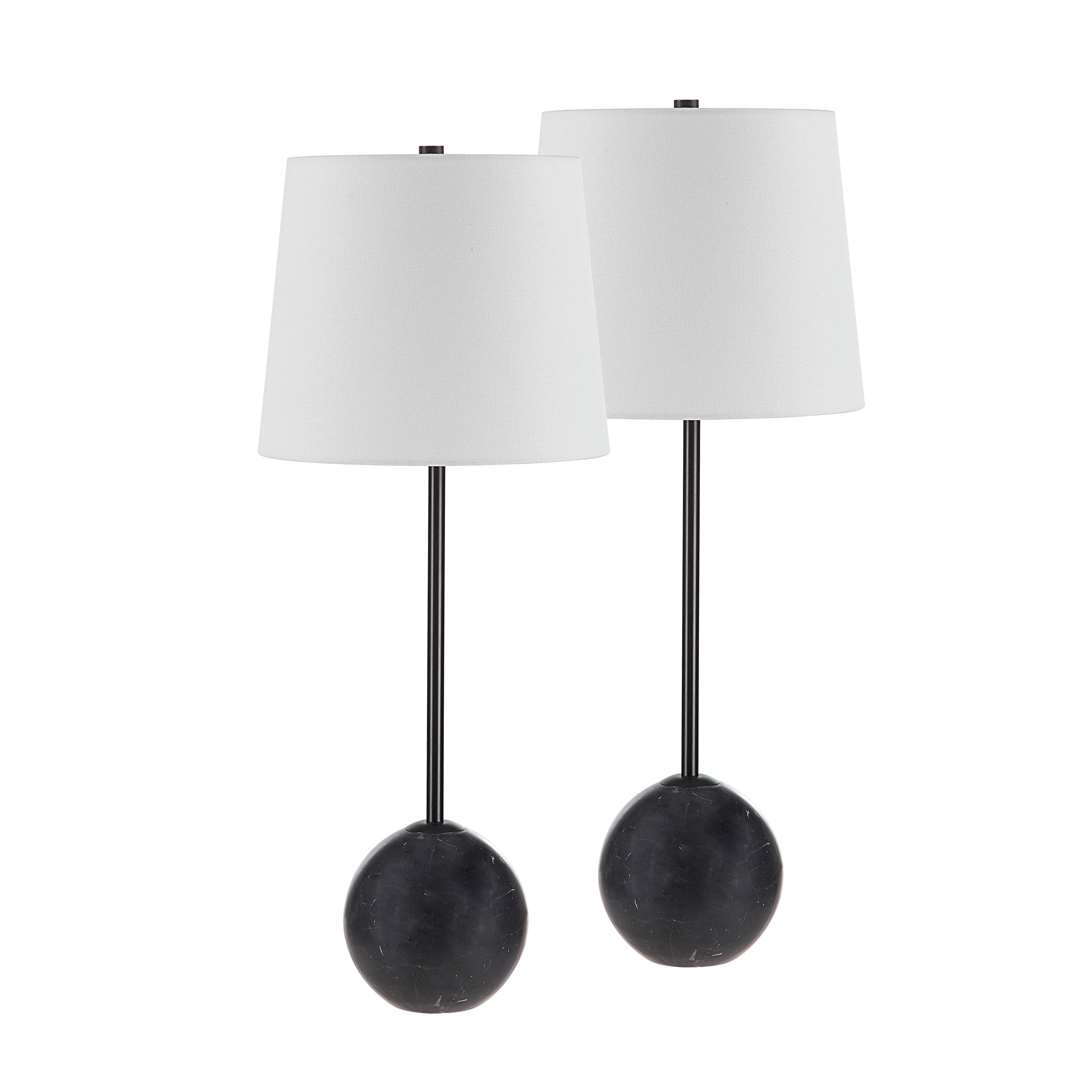 Bangor 27" Tall Matte Black Iron Table Lamp with Tapered Linen Shade (Set of 2) - Main Image - LPT1266-SET2