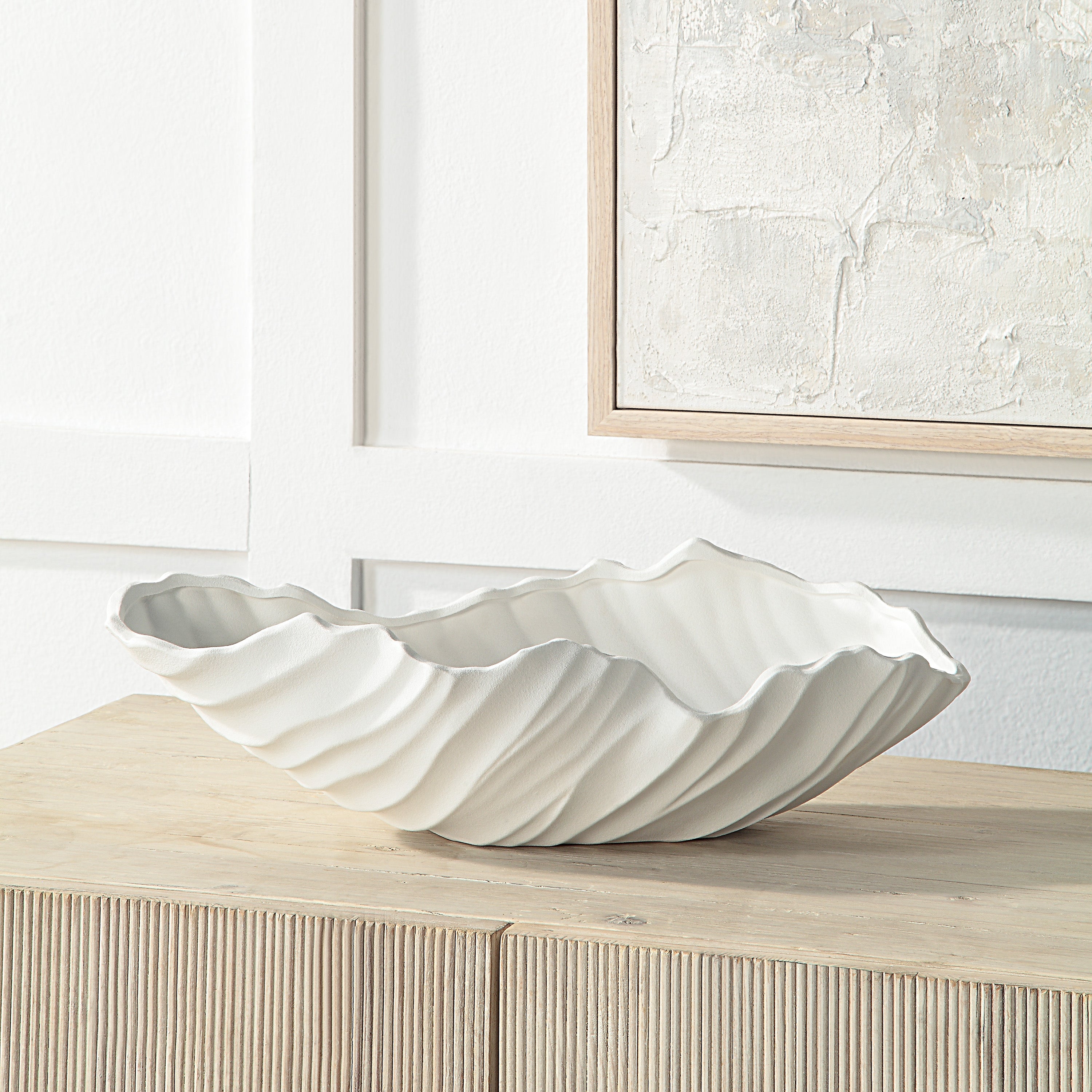 Darius Indoor Ceramic Bowl, Matte White - Lifestyle Image - VAS255