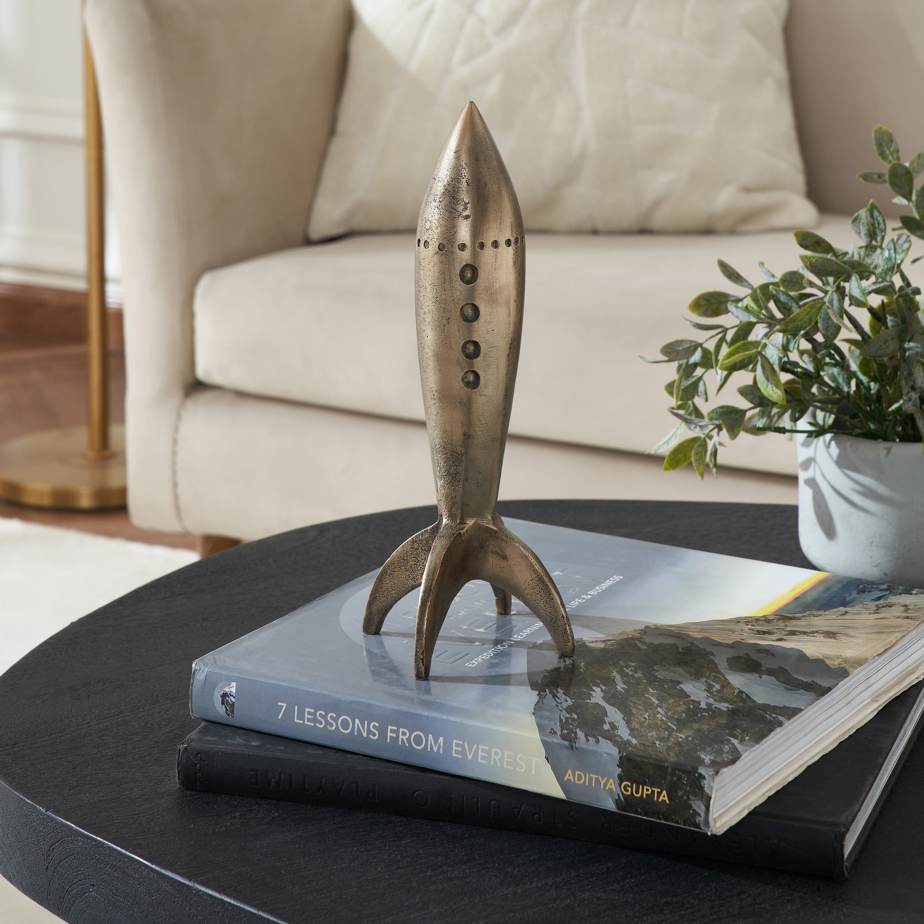 Brooks Indoor Cast Aluminum Statue, Antique Brass - Lifestyle Image - STA789