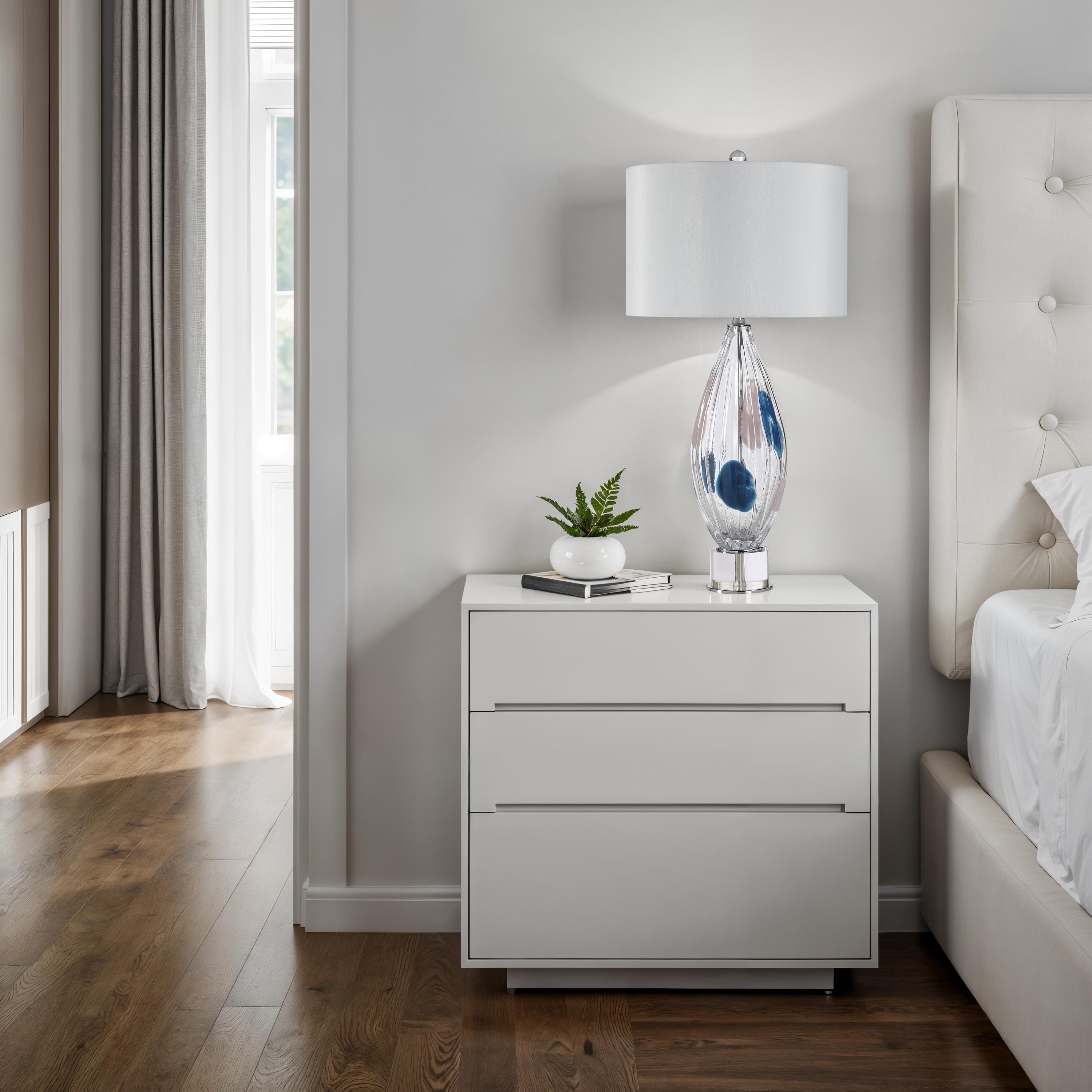 Luxor 30.0" Height Table Lamps, Clear And Blue - White Label Lifestyle Image - LPT1417EV