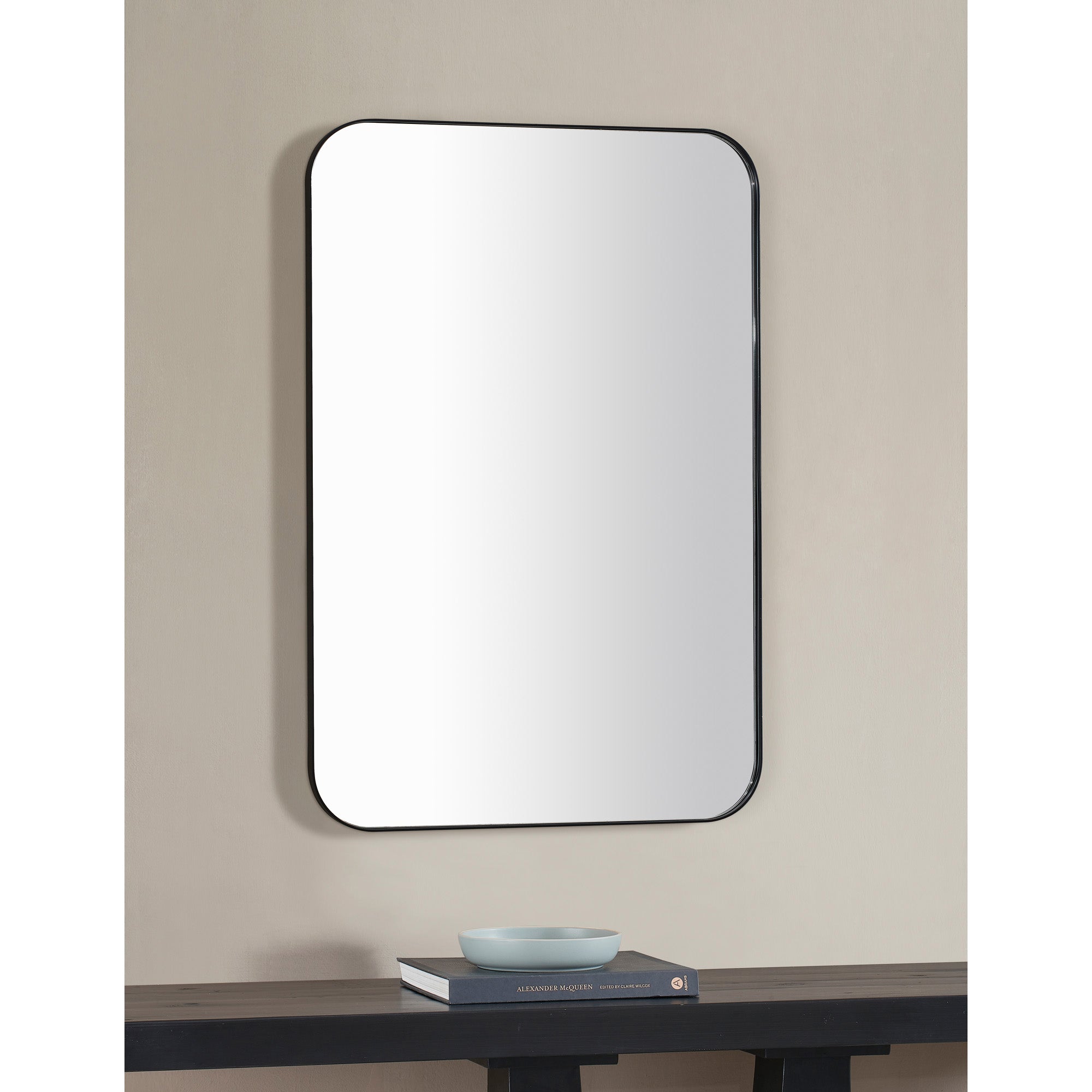 Glencoe 36" Tall Rectangle Wall Mirror, Black - Lifestyle Image - MT2533