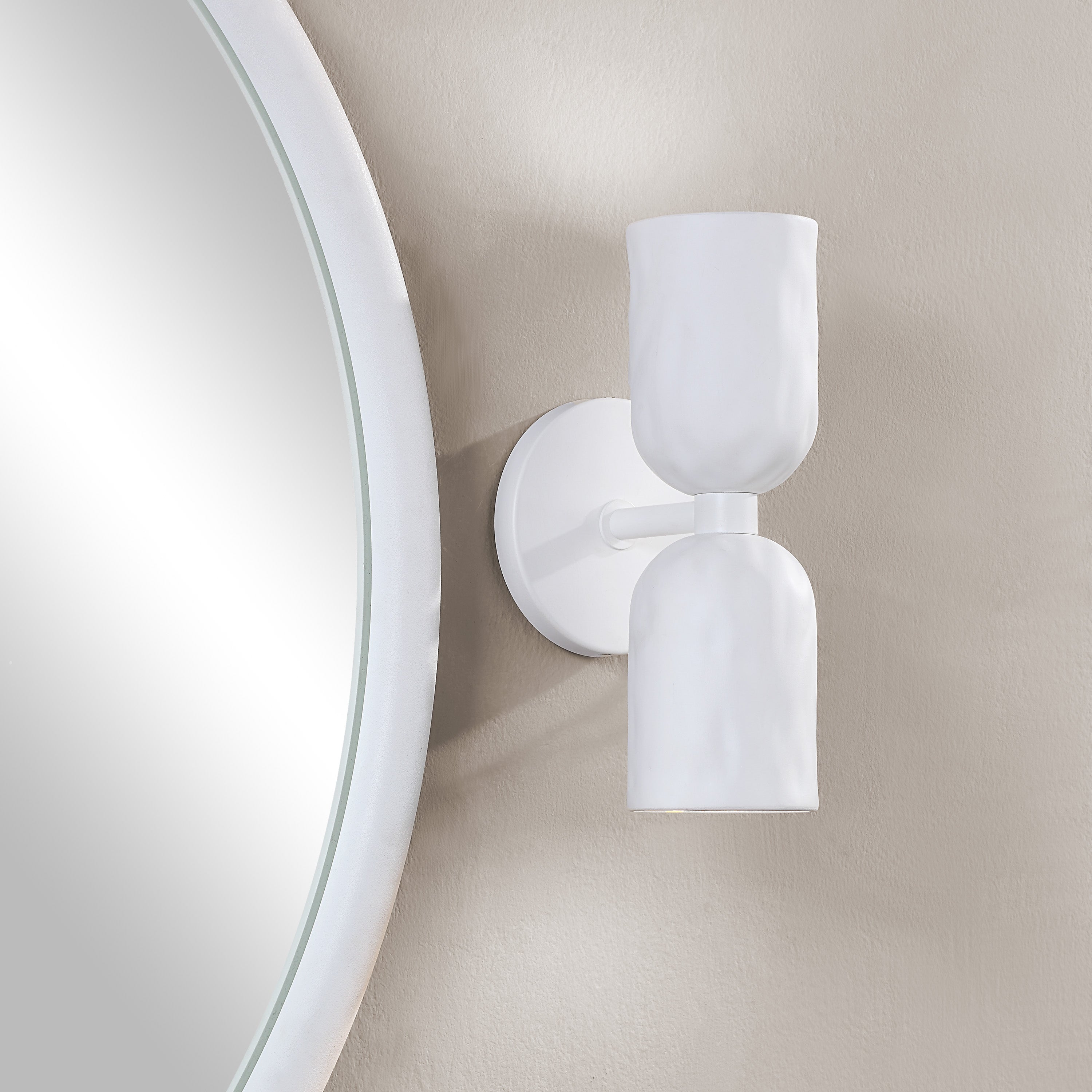 Akira 11.2" Off-White 2-Light Wall Sconce - Lifestyle Image - WS140