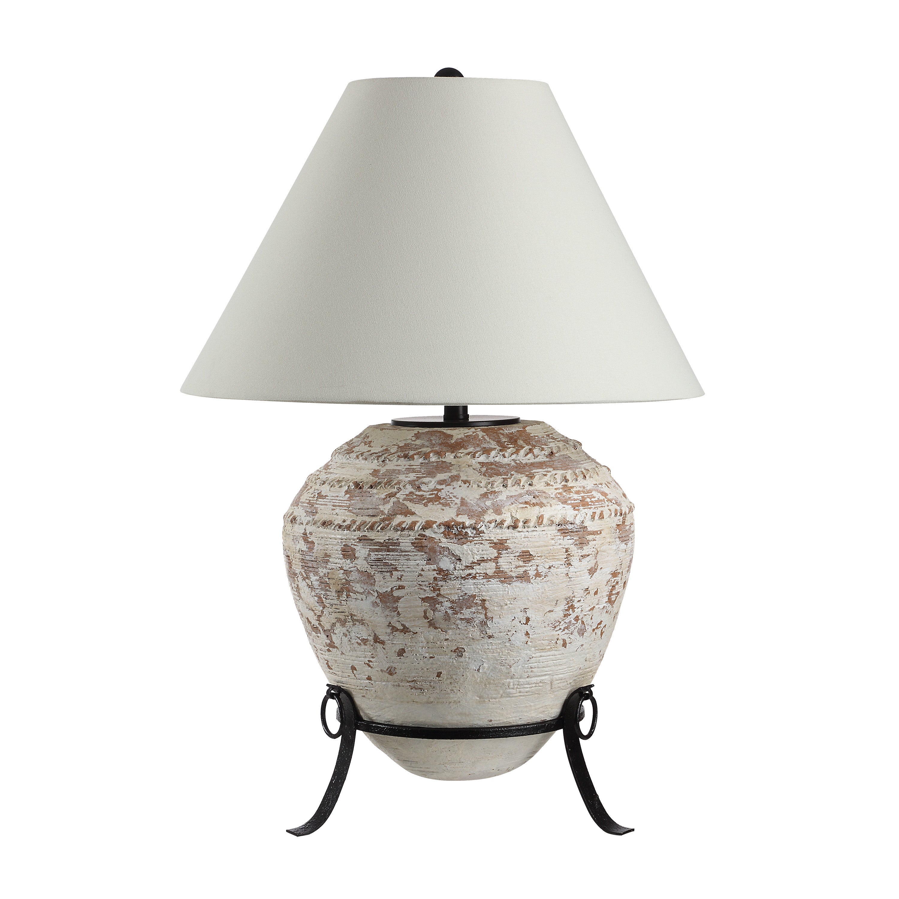 Silis 29.5" Height Table Lamps, Textured Ceramic (Off White And Brown) - Additional Image 3 - LPT1375EV