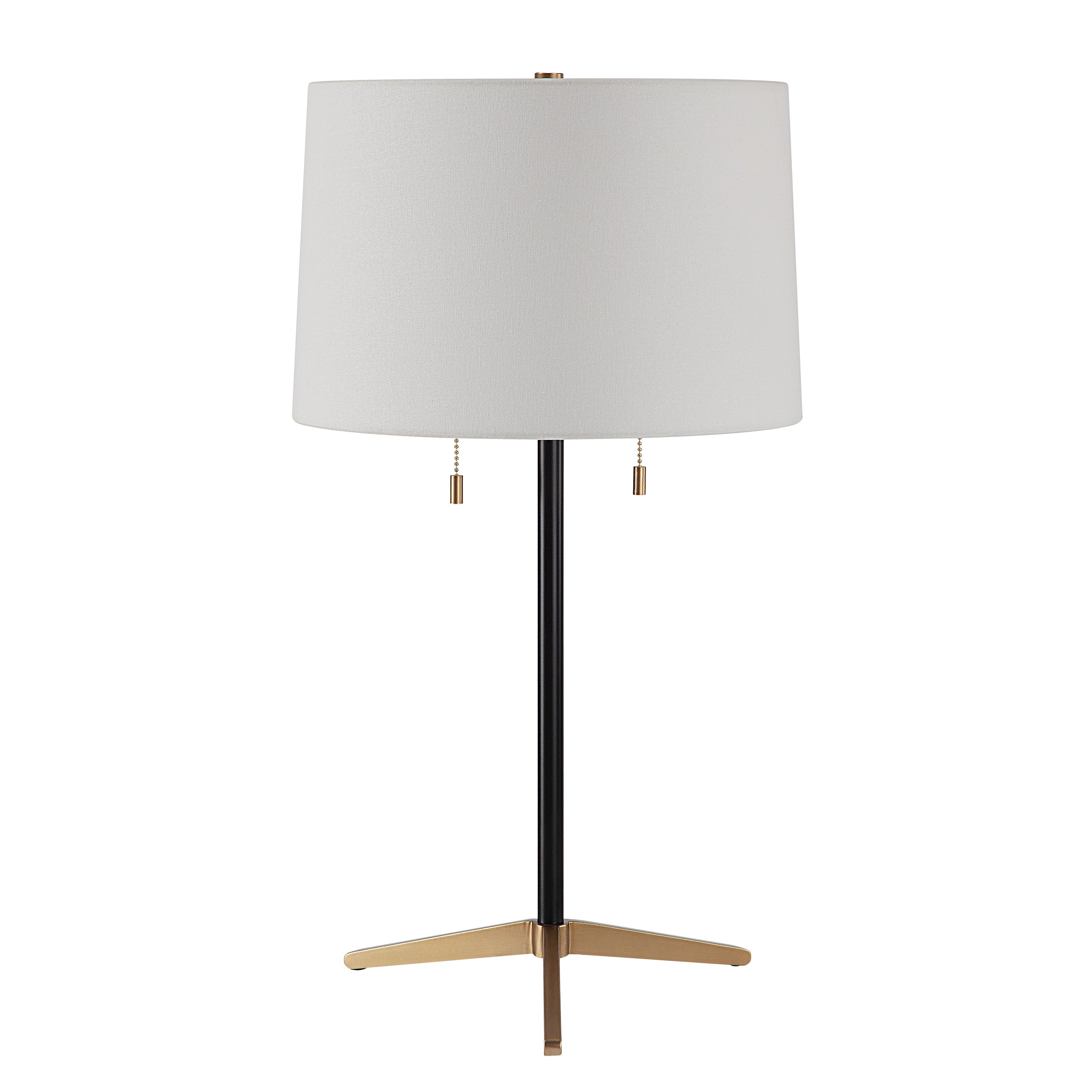 Orono 25" Tall Matte Black Iron Table Lamp with Tapered Linen Shade (Set of 2) - Additional Image 3 - LPT1265-SET2
