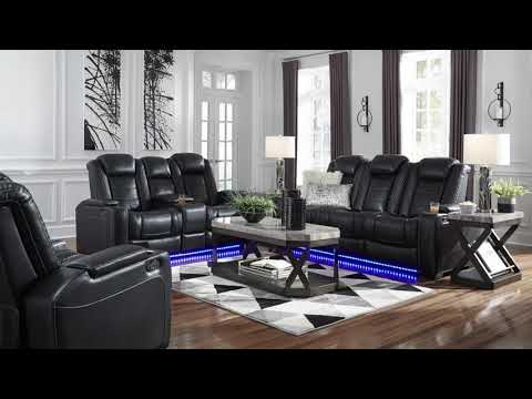 Signature Design by Ashley Party Time 3700318C Power Reclining Loveseat w/ Console and ADJ Headrest EXTERNAL_VIDEO 1
