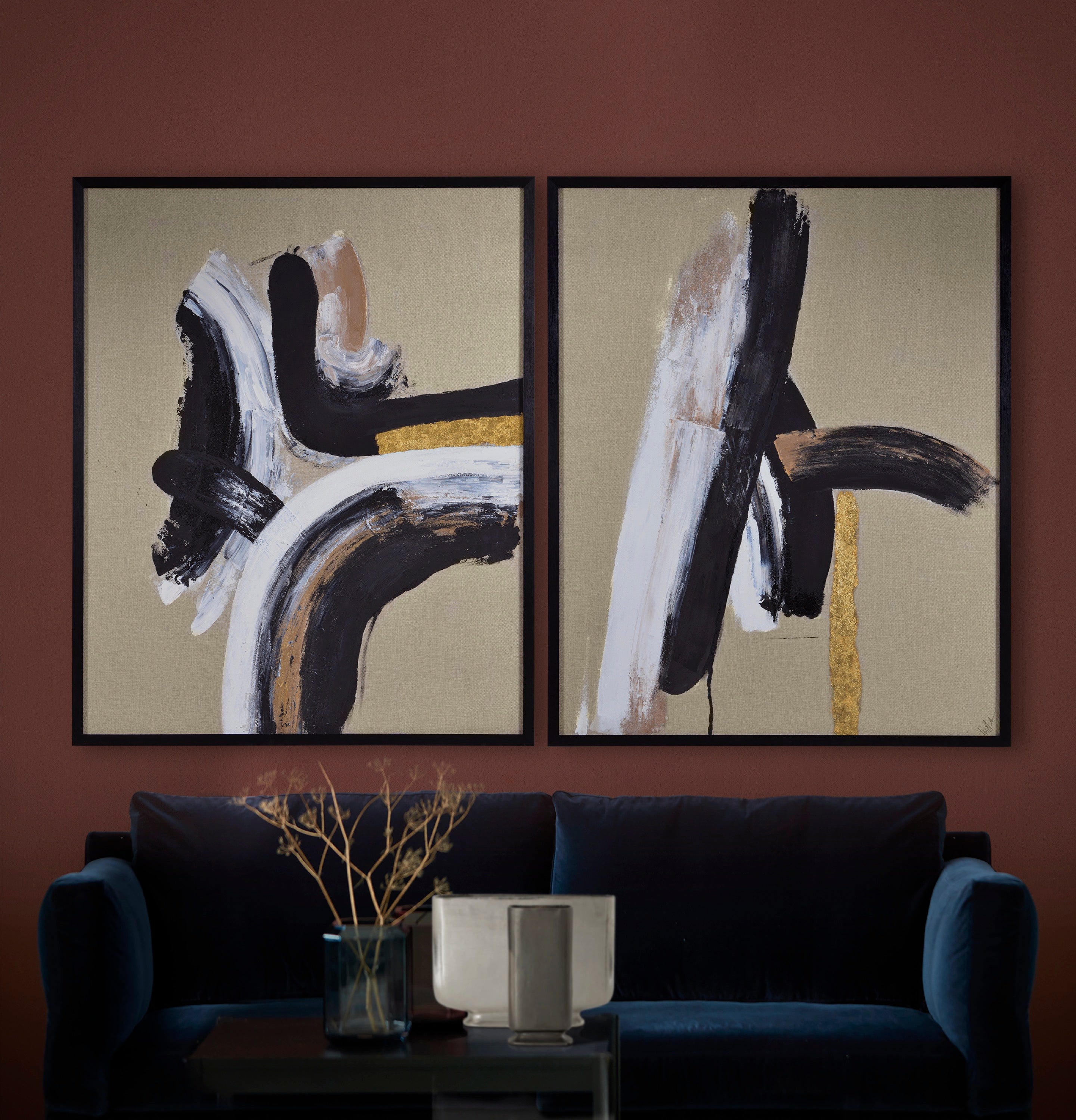 Ilya 40" Wide Canvas Art, Black - Lifestyle Image - OL1928