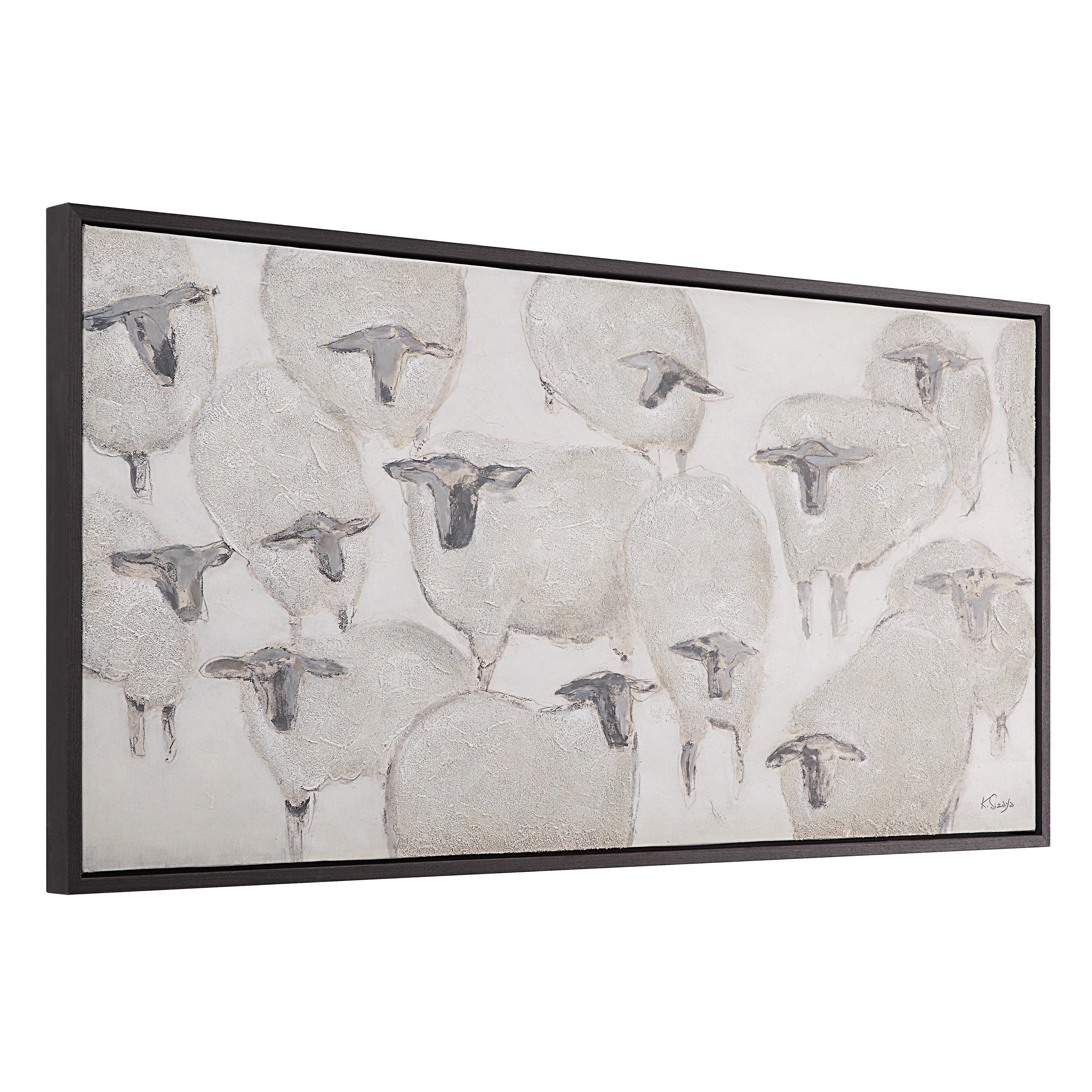 Shah 60" Wide Canvas Art with Wood Frame, Dark Grey - Angle Image - OL2162
