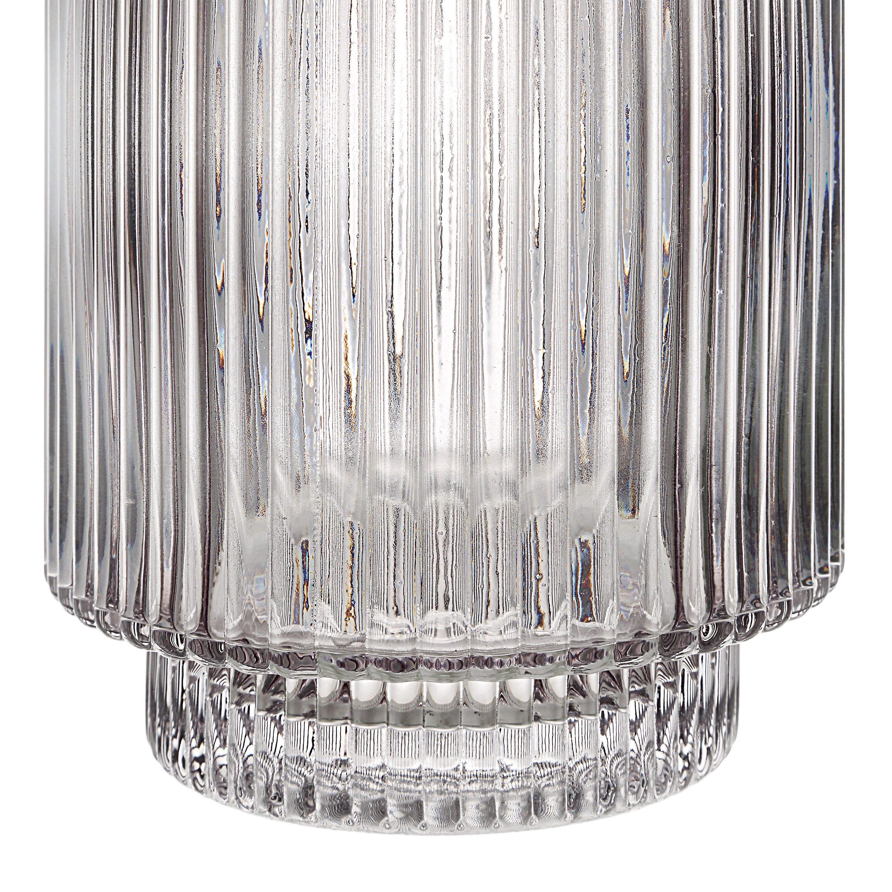 Amiens Indoor Mouth Blown Glass Glass Vase, Grey Fluted - Detail Image - VAS287