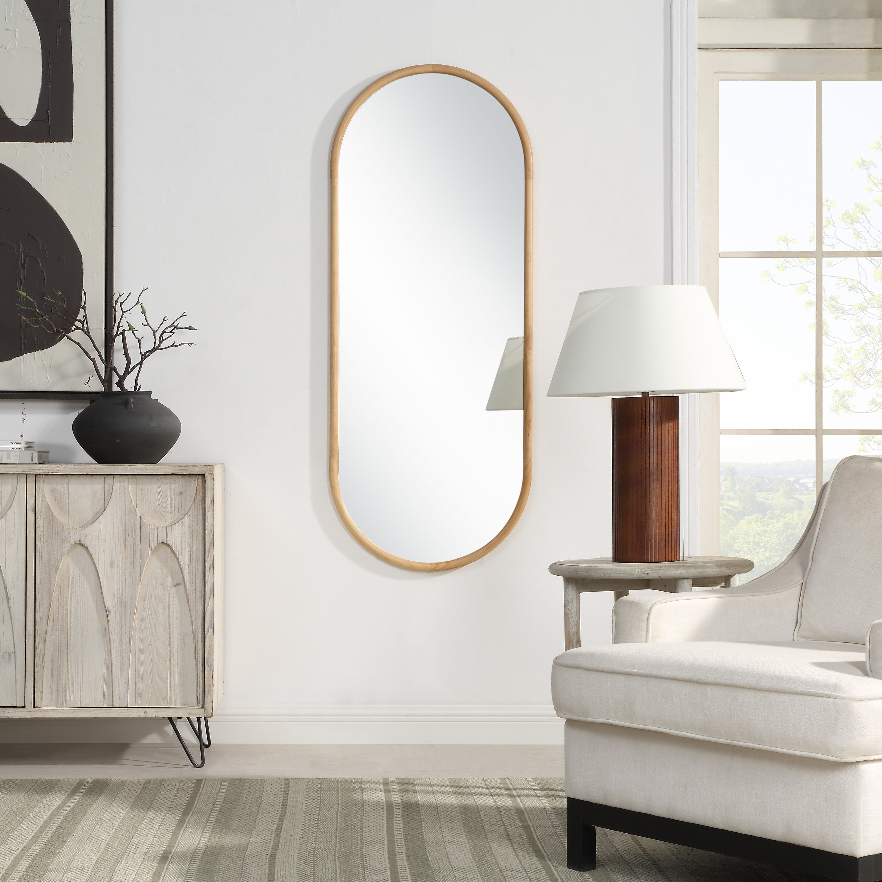 Pudino 60" H x 24" W Wall Mirror, Brown - Lifestyle Image - MT2717