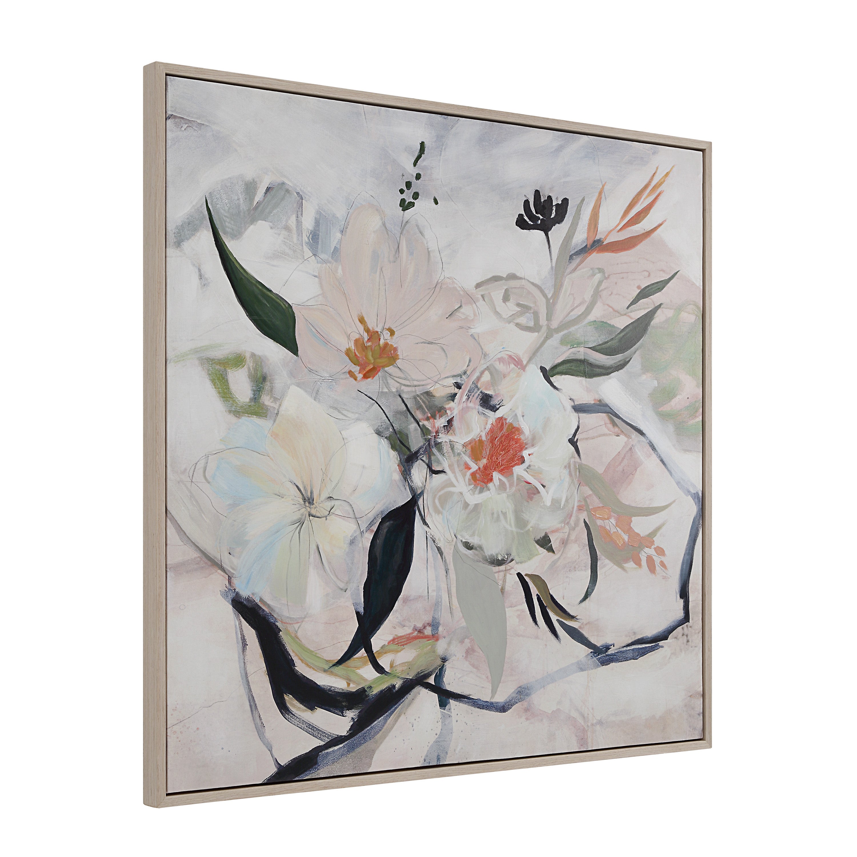 Daye 50" Wide Canvas Art with Wood Frame, Cream - Angle Image - OL2147