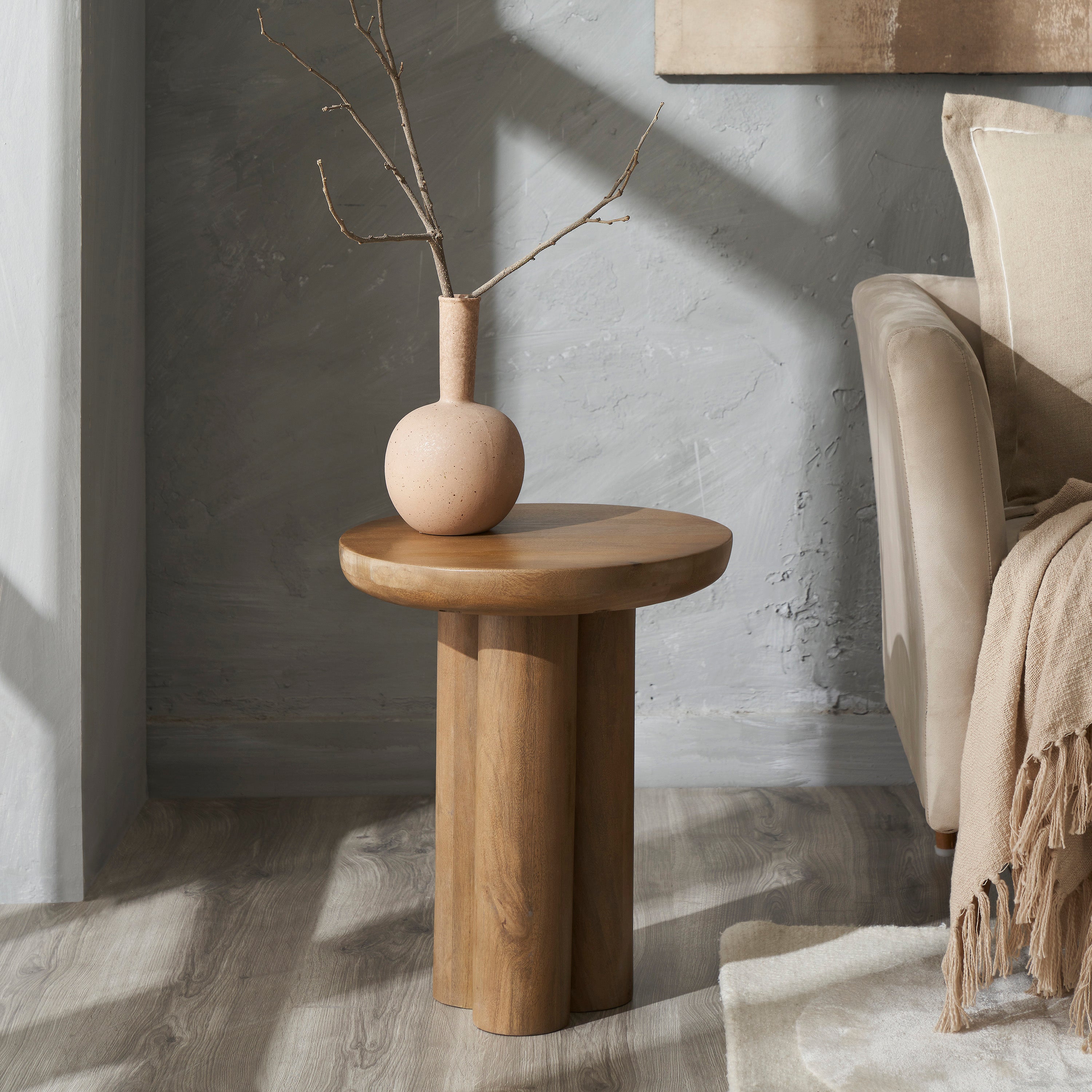 Honey Indoor Mango Wood Side Table, Light Brown - Lifestyle Image - TA511