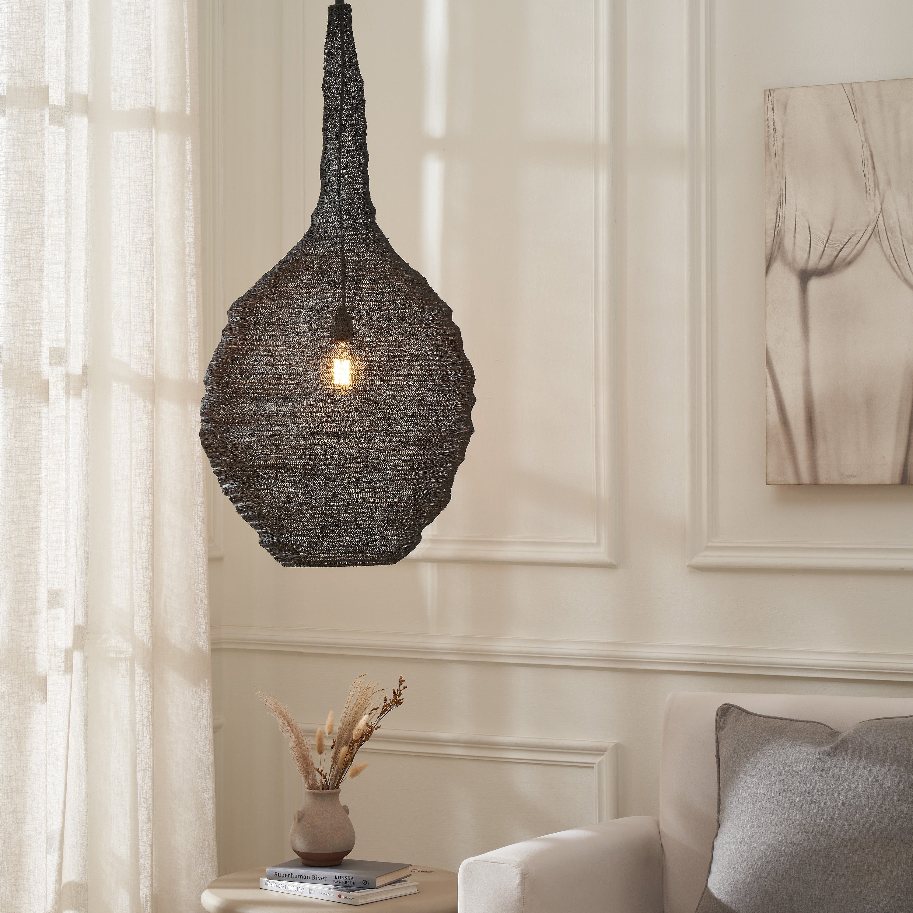 Corfu 148.5" Height Ceiling Fixture, Black - Lifestyle Image - LPC4494