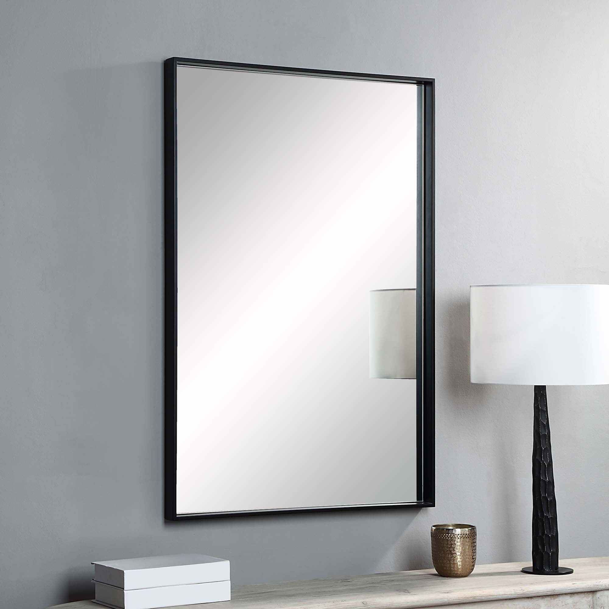 Annalise 45" Tall Rectangle Wall Mirror, Black - Lifestyle Image - MT2536
