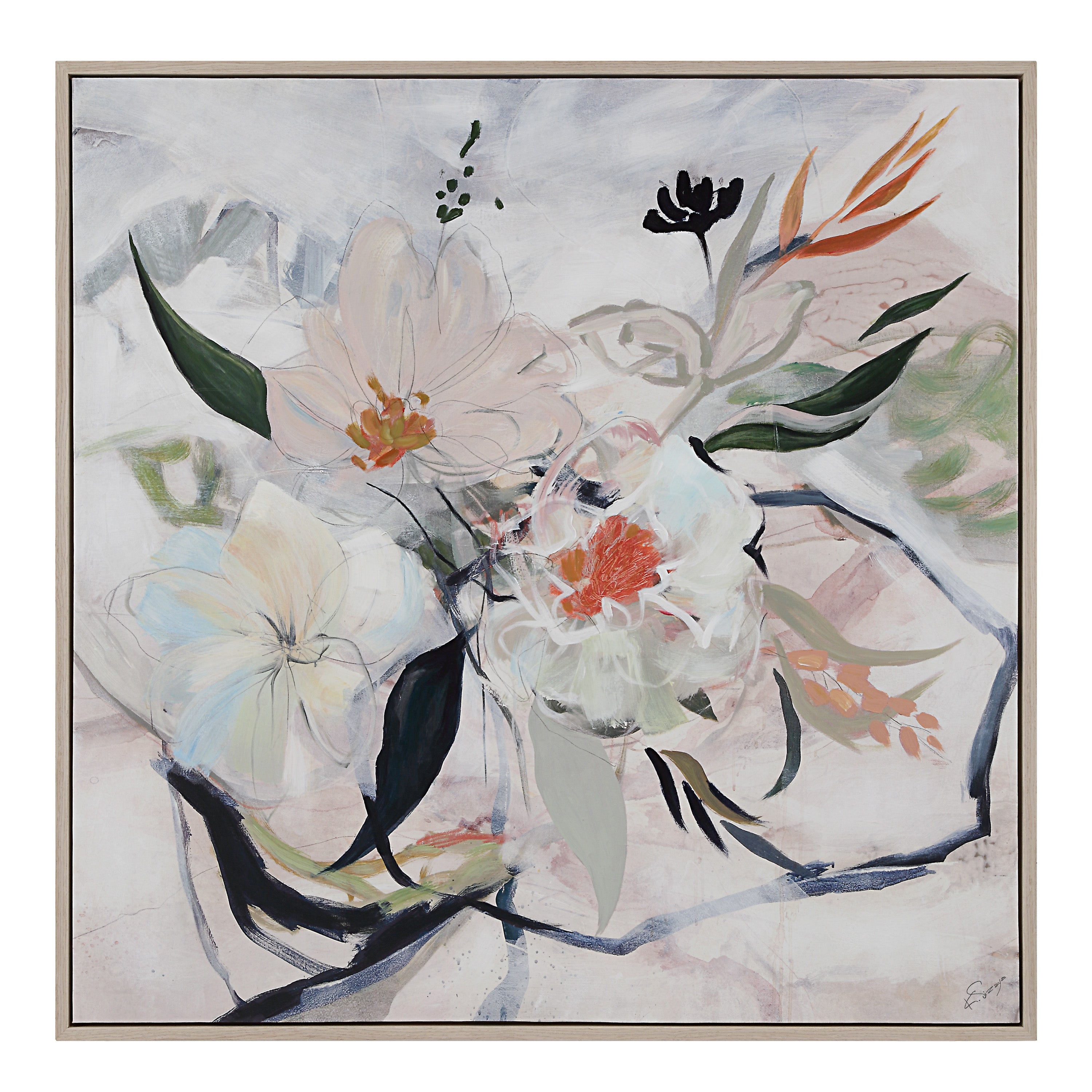 Daye 50" Wide Canvas Art with Wood Frame, Cream - Main Image - OL2147