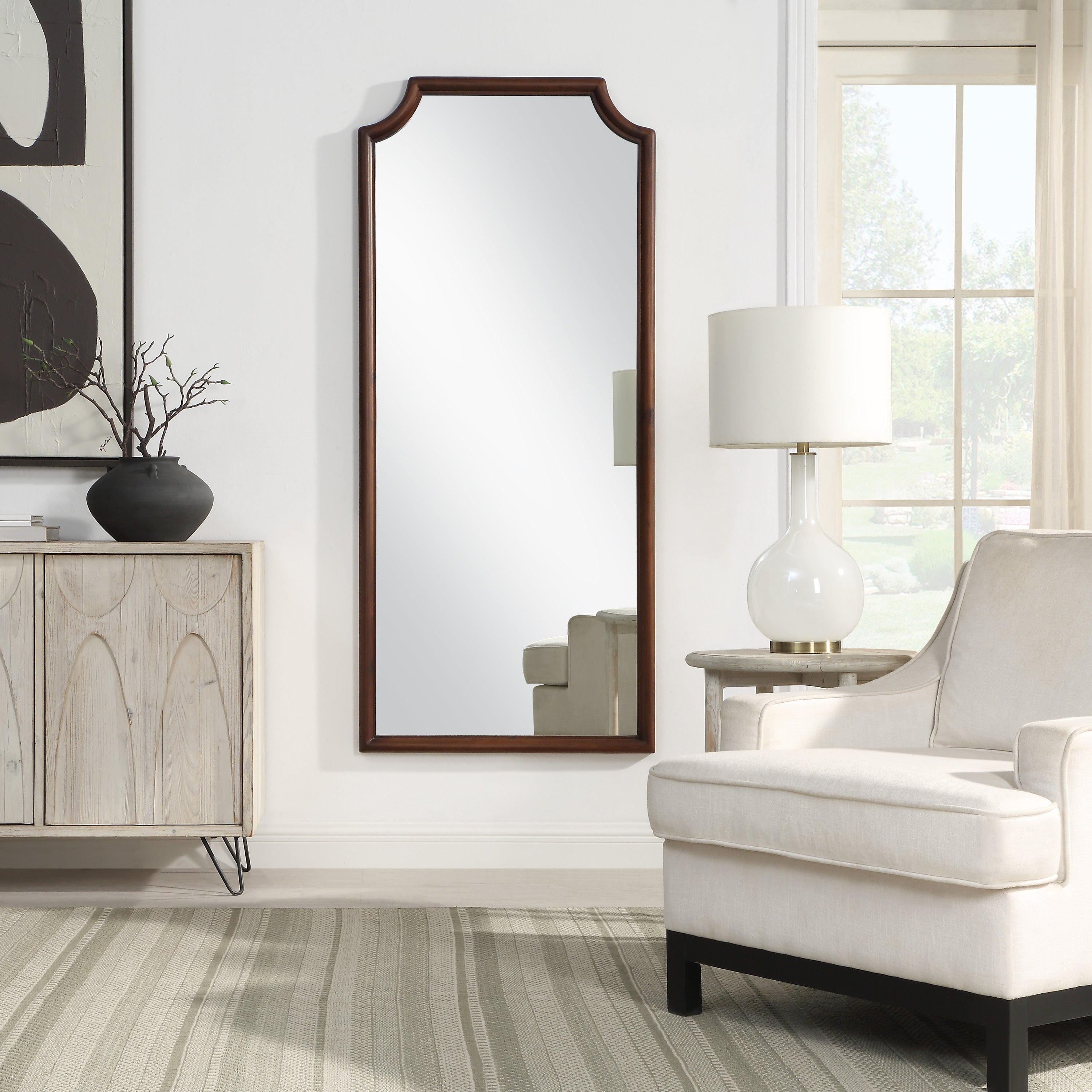 Otara 68" H x 30" W Wall Mirror, Brown - Lifestyle Image - MT2710