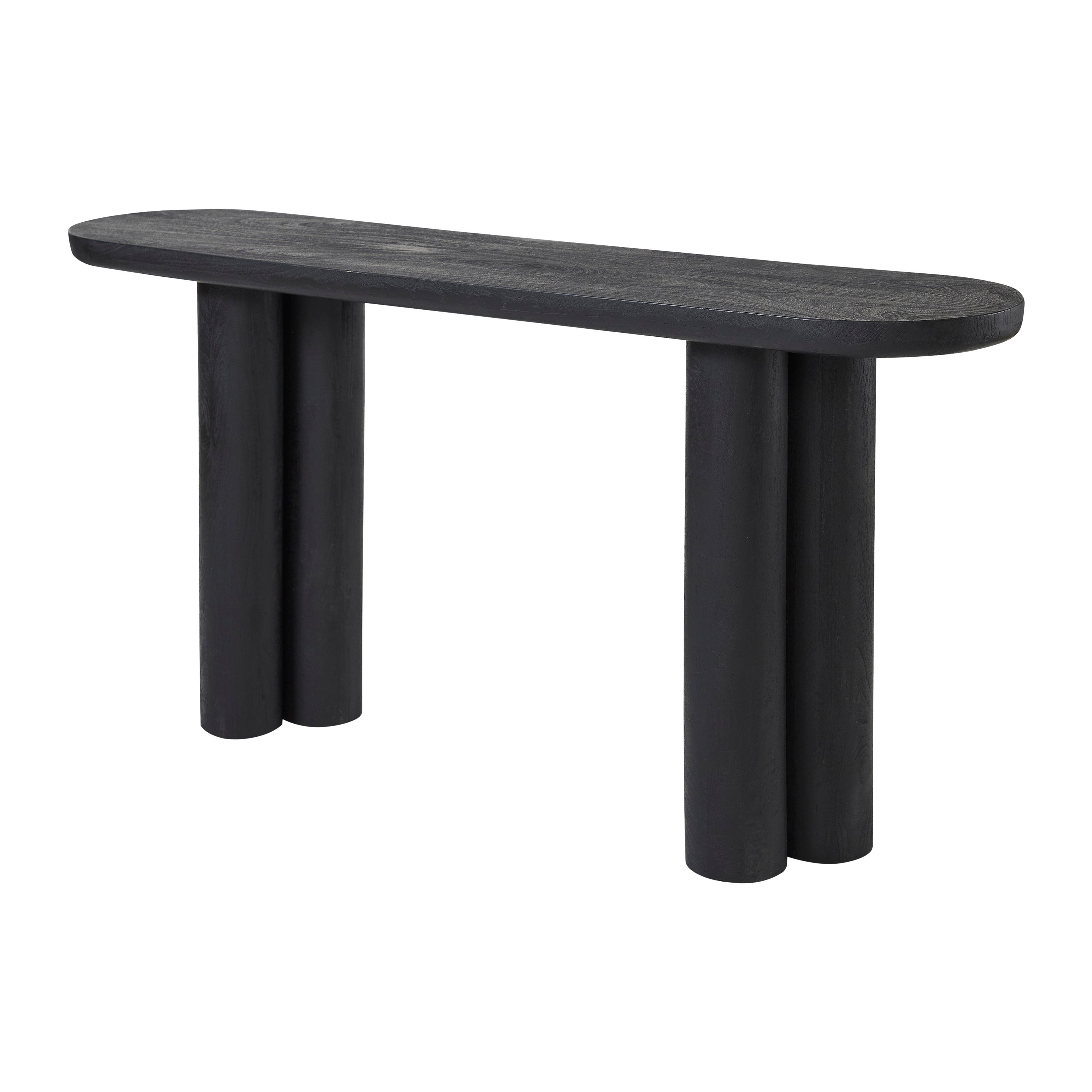 Dayna Indoor Mango Wood Console Table, Black - Angle Image - TA492