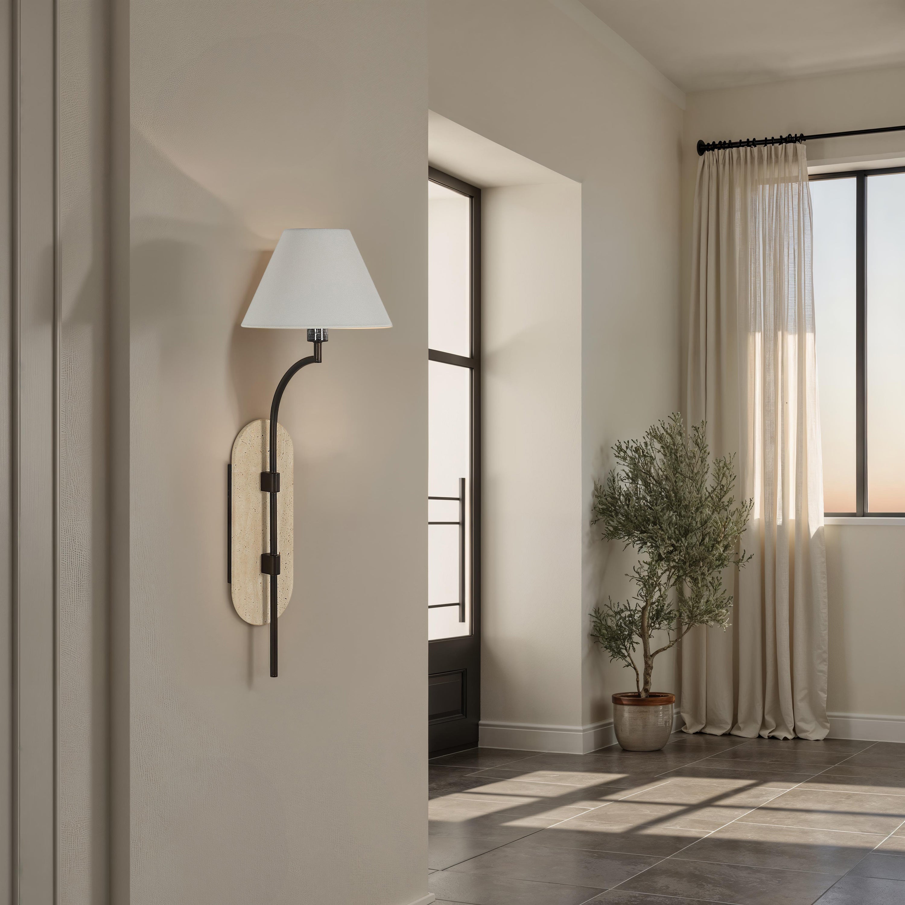 Acca 27.5" Height Wall Sconces, Dark Antique Bronze - White Label Lifestyle Image - WS175