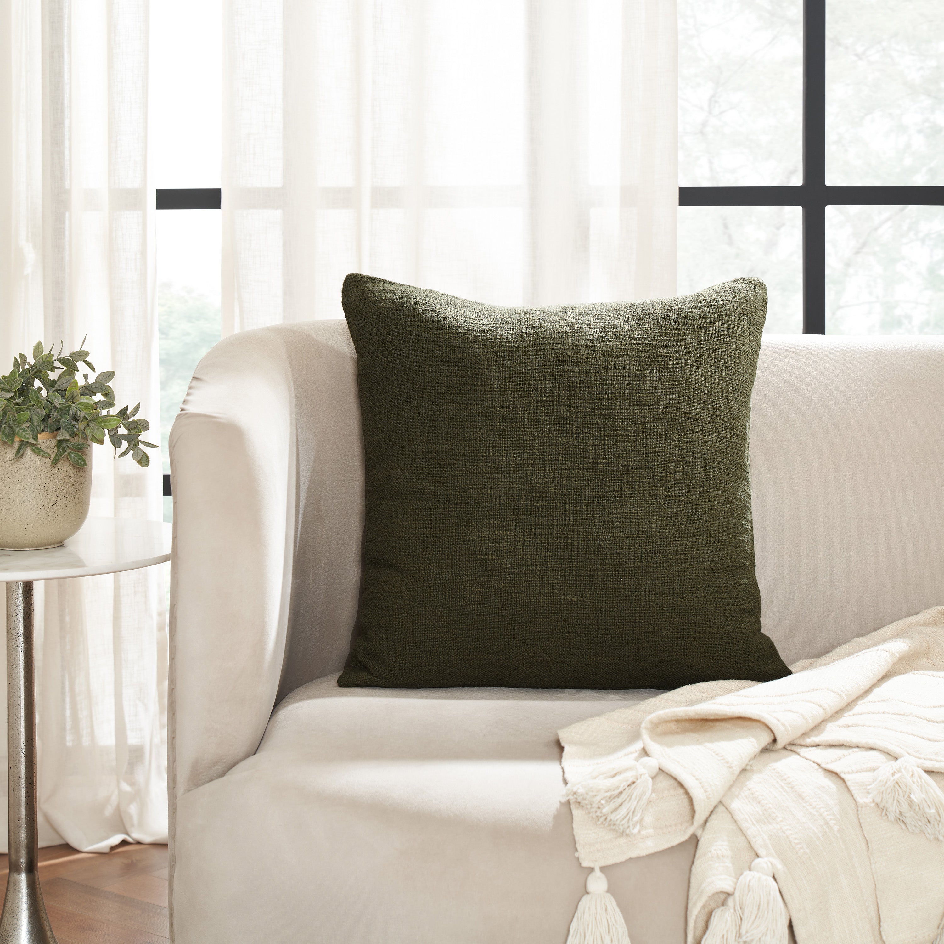 Sandro 22 X 22 Indoor Pillow, Olive - Lifestyle Image - PWFL1469