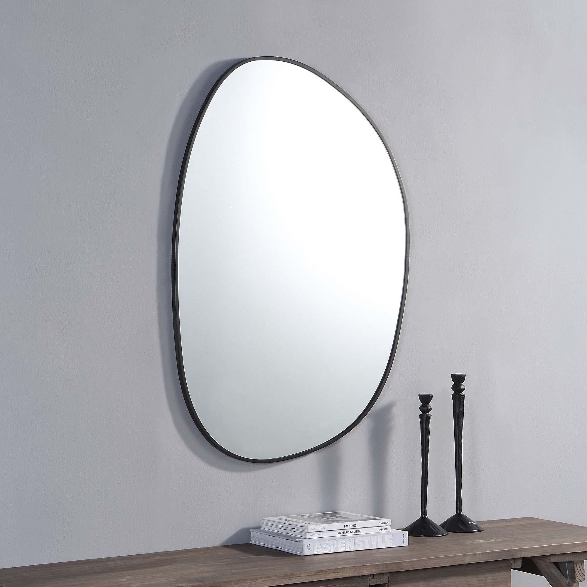 Bozeman 42" Tall Oval Wall Mirror, Black - Lifestyle Image - MT2564