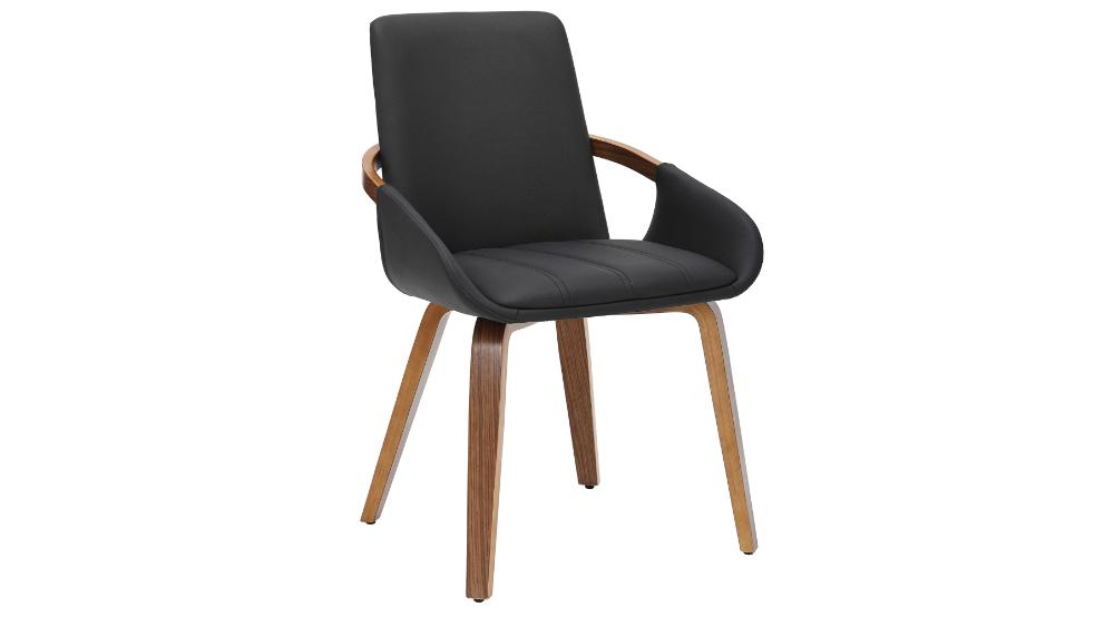 Tovas and Caspian 7pc Dining Set - Black Table and Dark Walnut Chairs