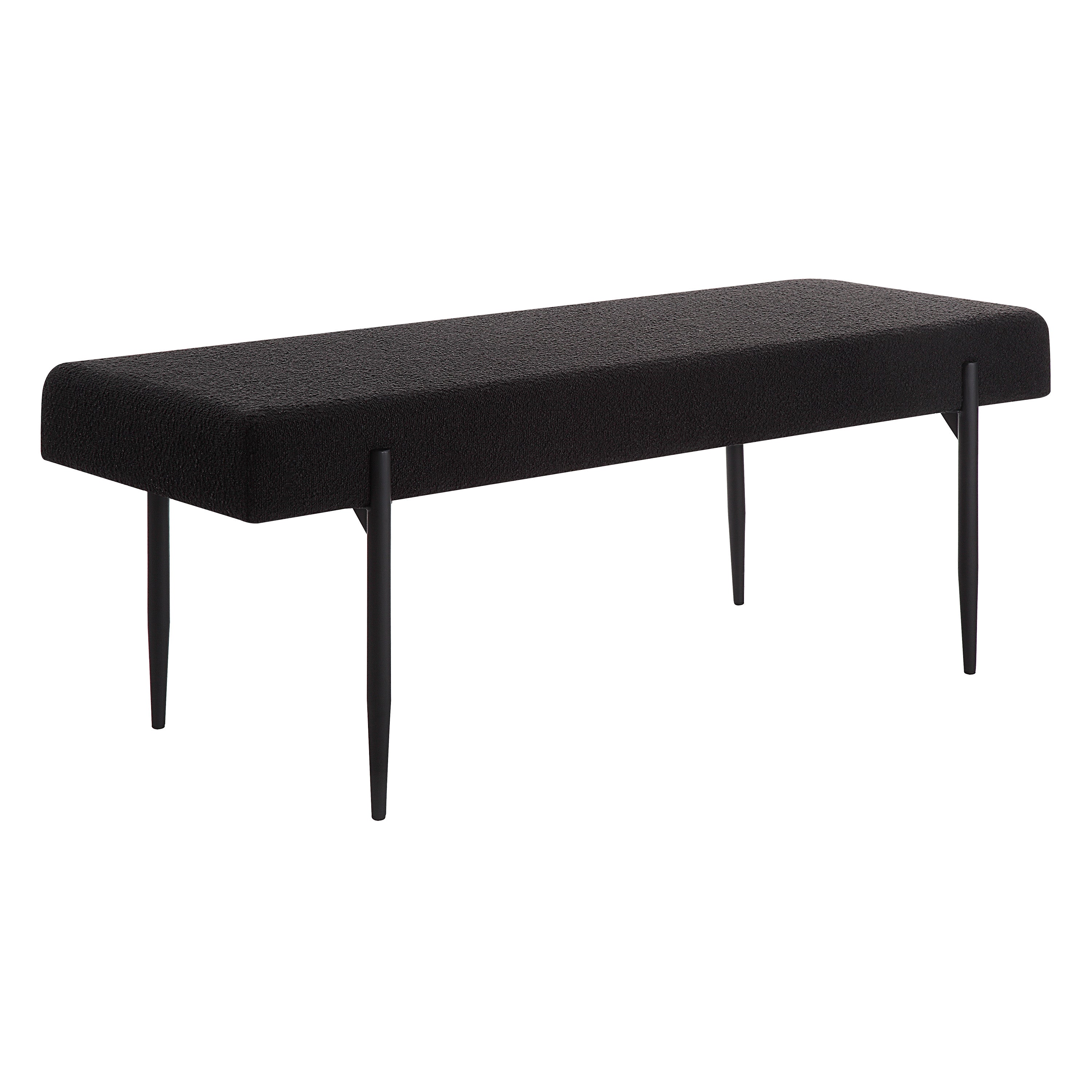 Lowe Indoor Boucle Bench, Black - Angle Image - CHA100