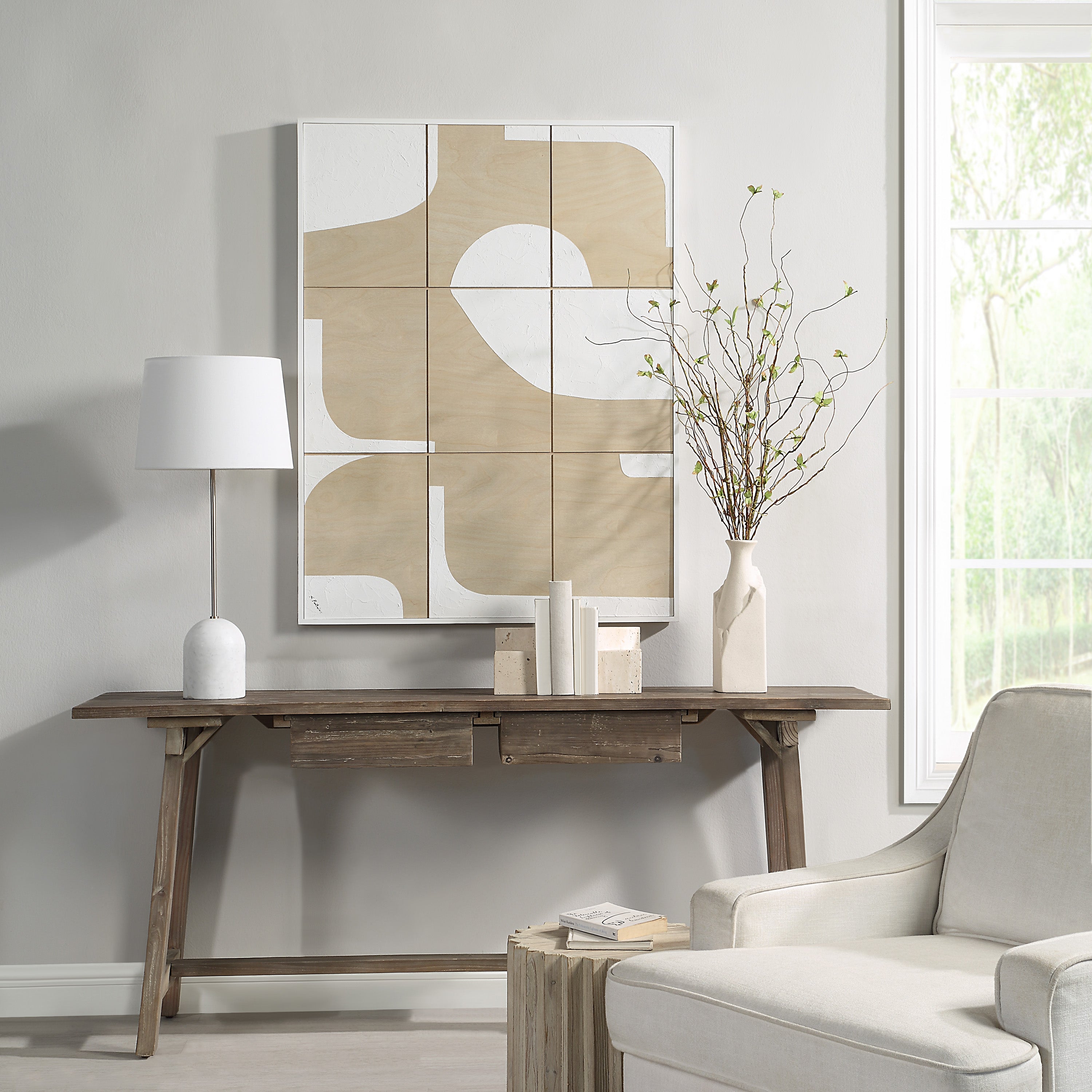 Erula 48" Wide Wall Art, Matte White - Lifestyle Image - W6758