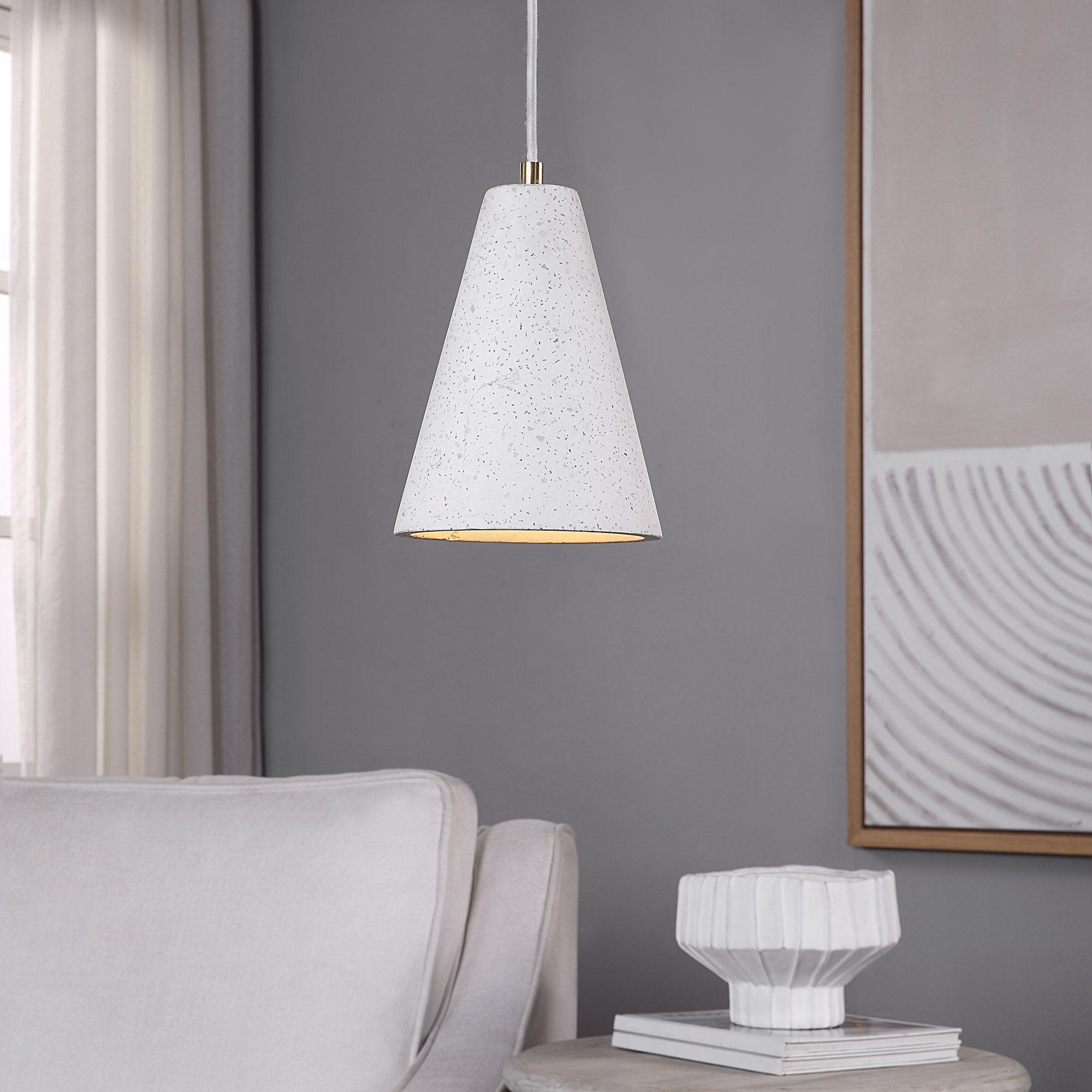 Paula 10" Length Ceiling Fixture, Off-White With Speckles - Lifestyle Image - LPC4440