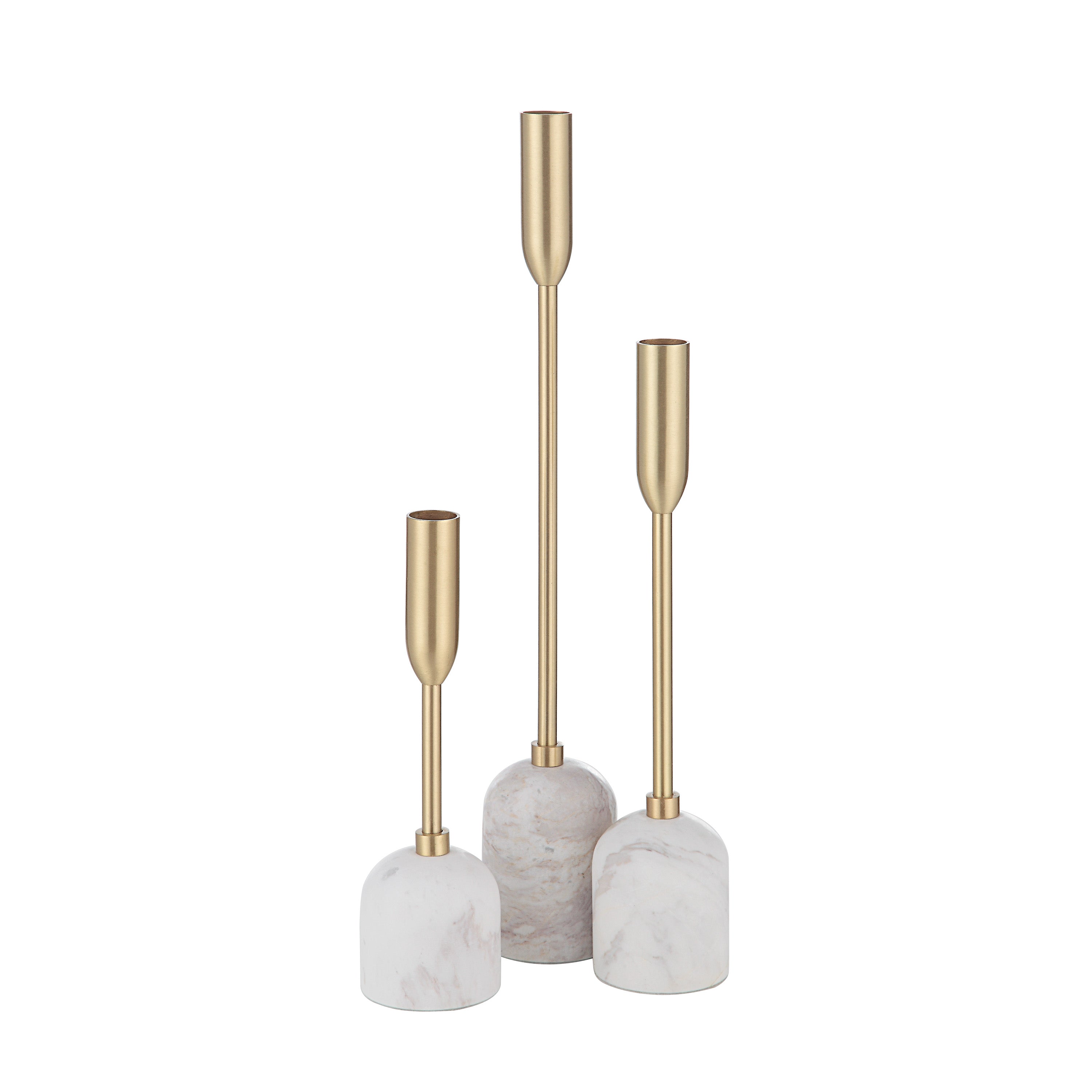 Marchesa Indoor Iron Set Of 3 Tapered Candle Holder, Satin Brass - Main Image - CAN183