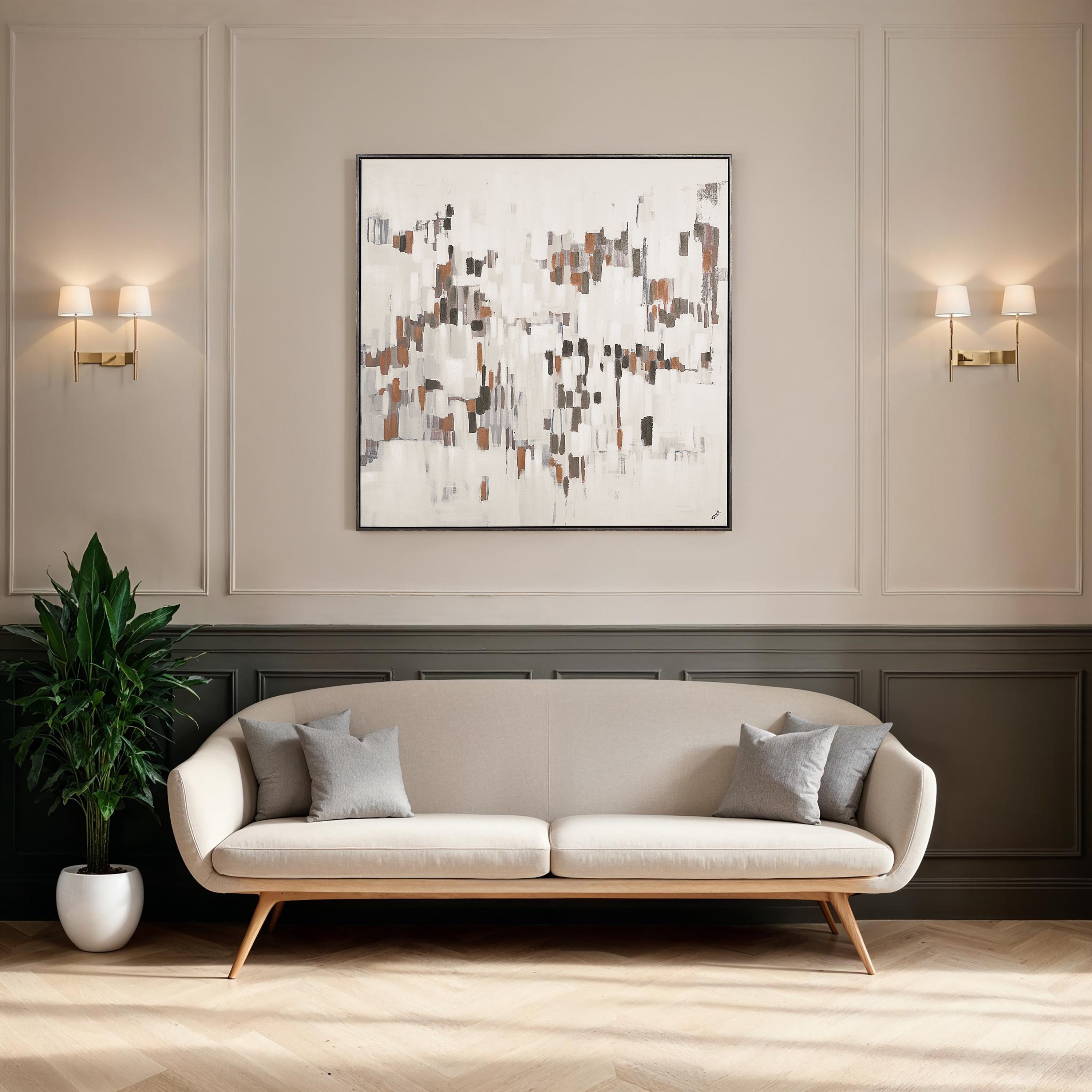 Malva 40" H x 40" W Canvas Art, Beige - Lifestyle Image - OL2211