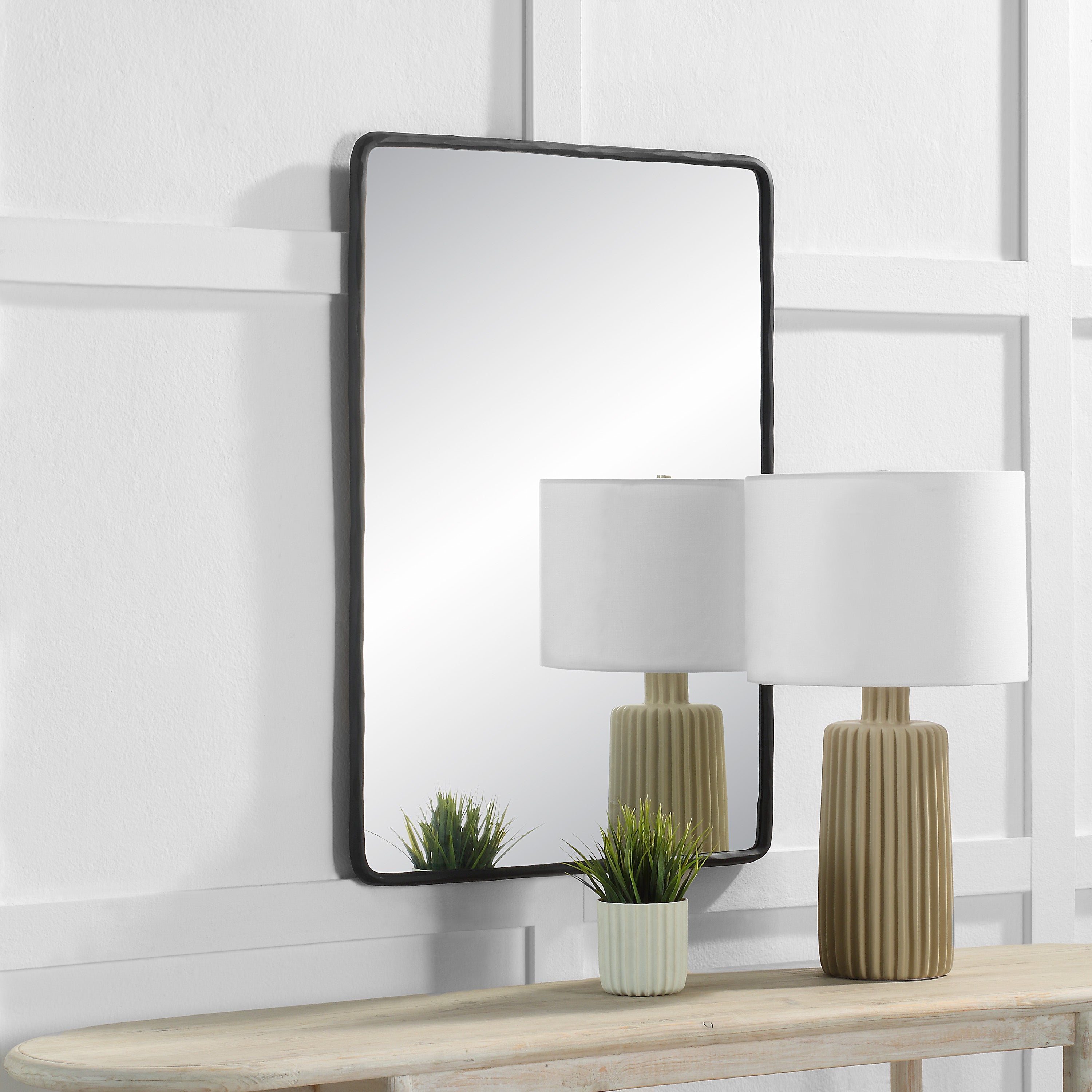 Jorah 36" Tall Rectangle Wall Mirror, Black - Lifestyle Image - MT2674