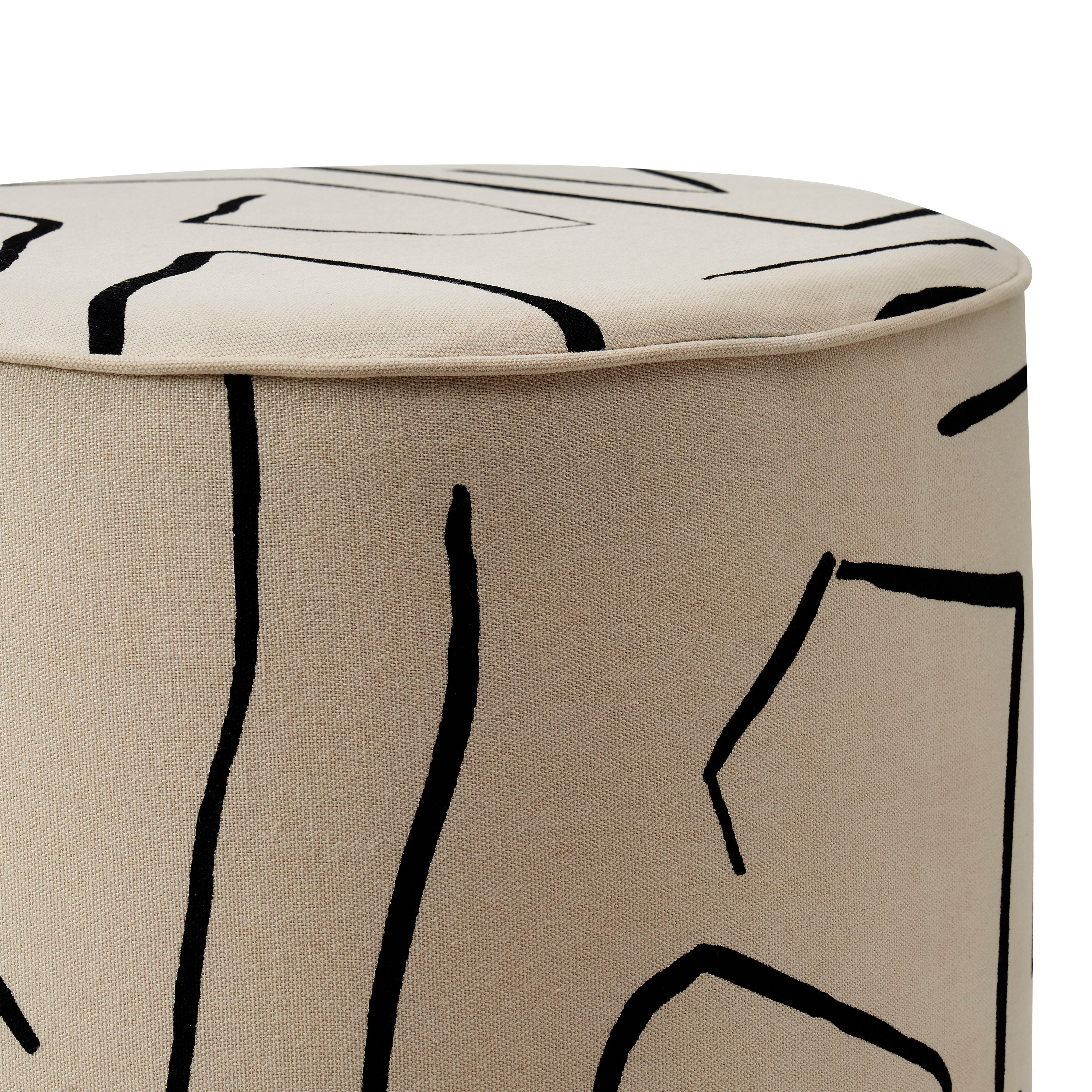 Rachelle Indoor Cotton Stool, Cream - Additional Image 2 - CHA087