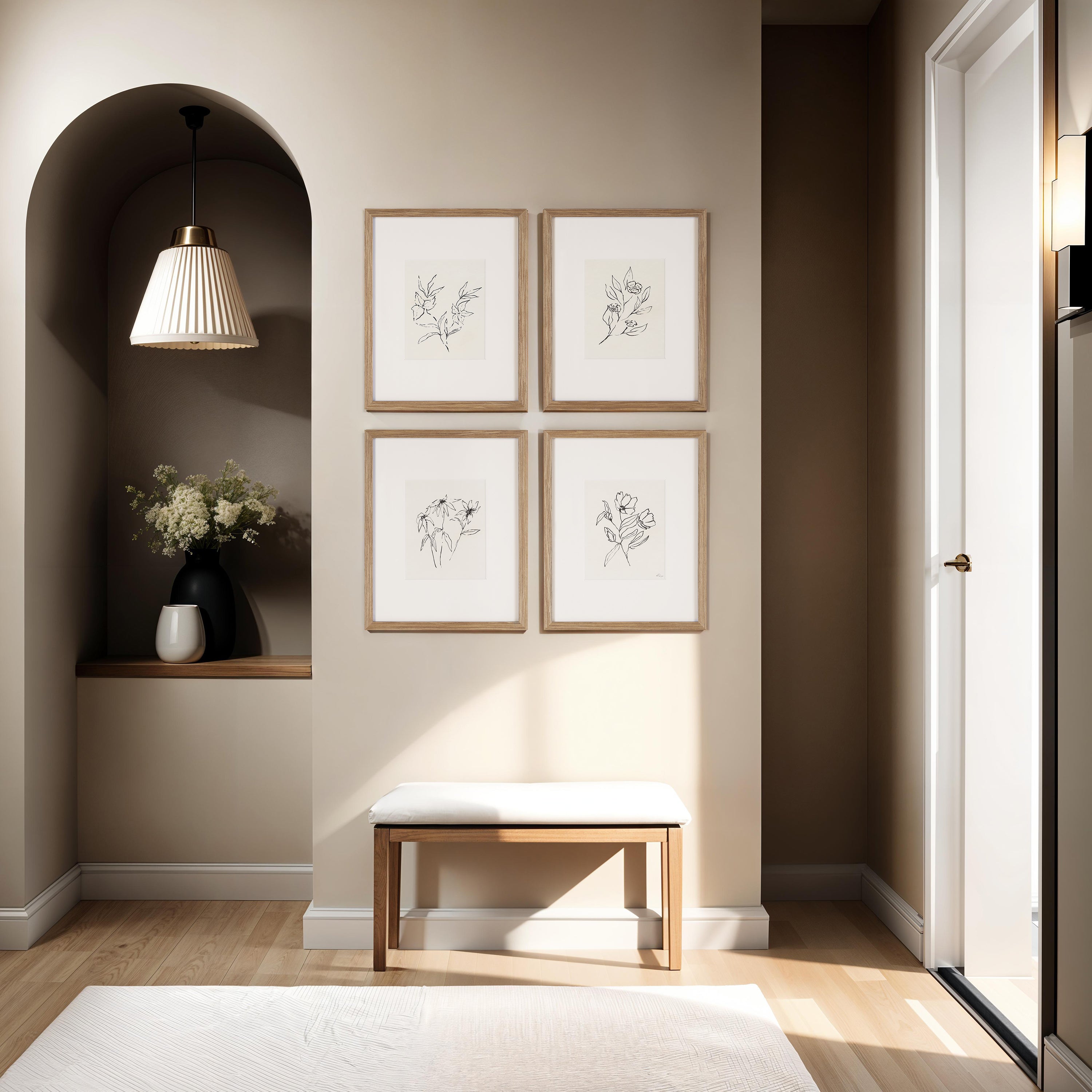 Palmela 16.0" Wide Wall Decor, Printed Artwork (4 Piece Set) - Lifestyle Image - PA0048