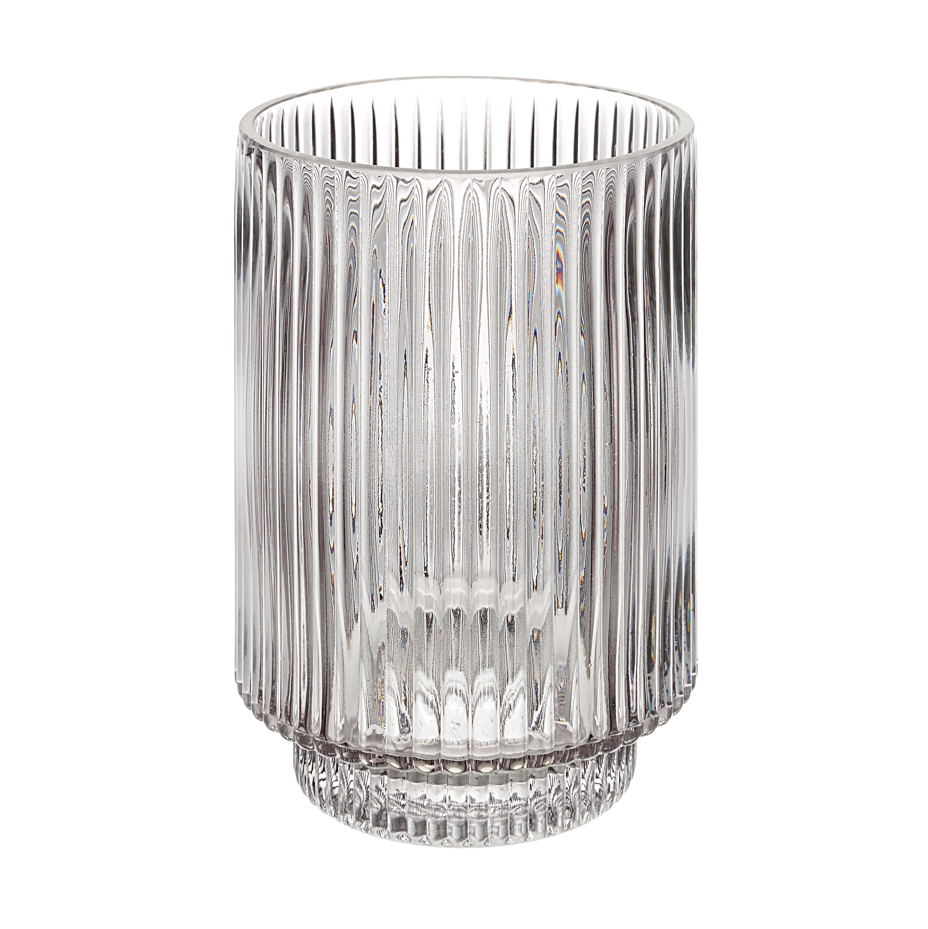 Amiens Indoor Mouth Blown Glass Glass Vase, Grey Fluted - Main Image - VAS287