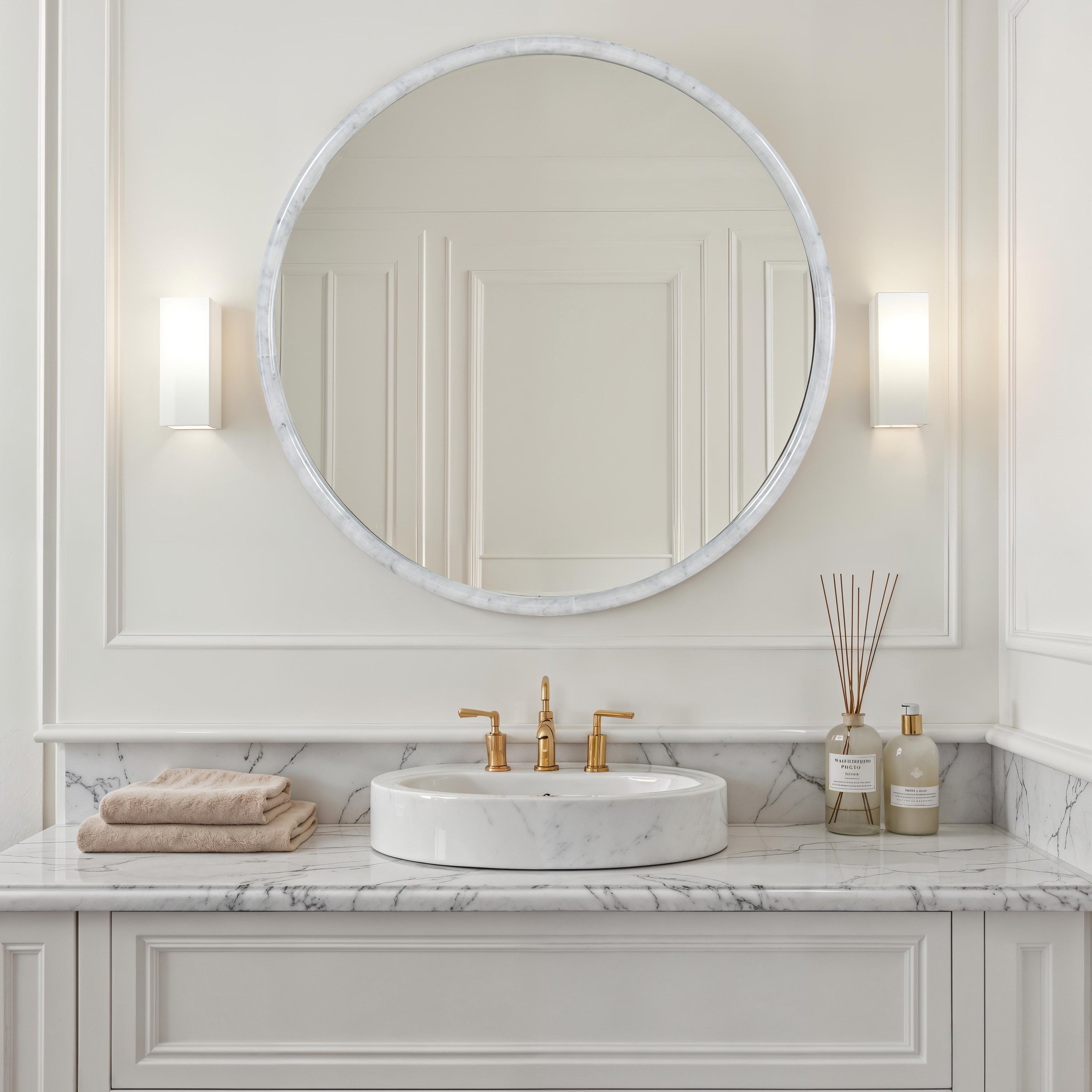 Cento 36" H x 36" W Wall Mirror, White - Lifestyle Image - MT2759