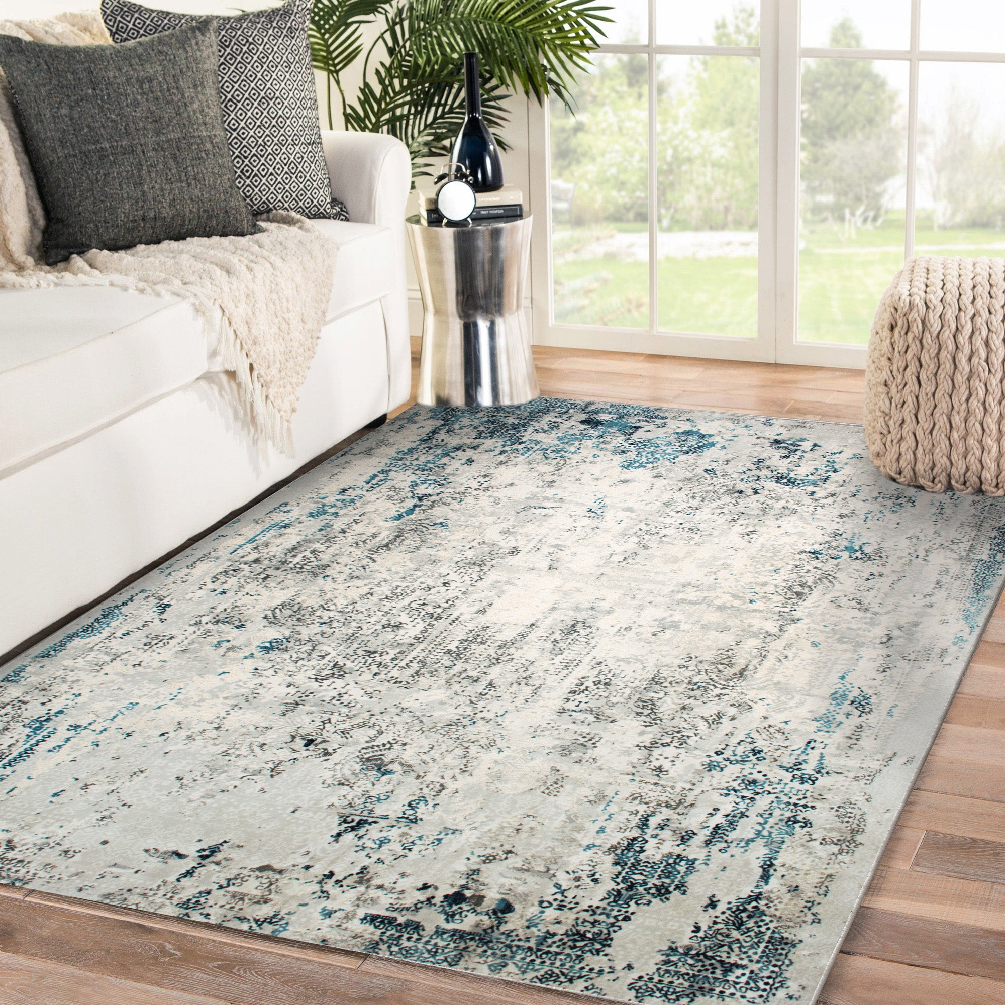 Ariella 3x5 Power loomed Indoor Rug, Blue - Additional Image 3 - RARI-18612-35