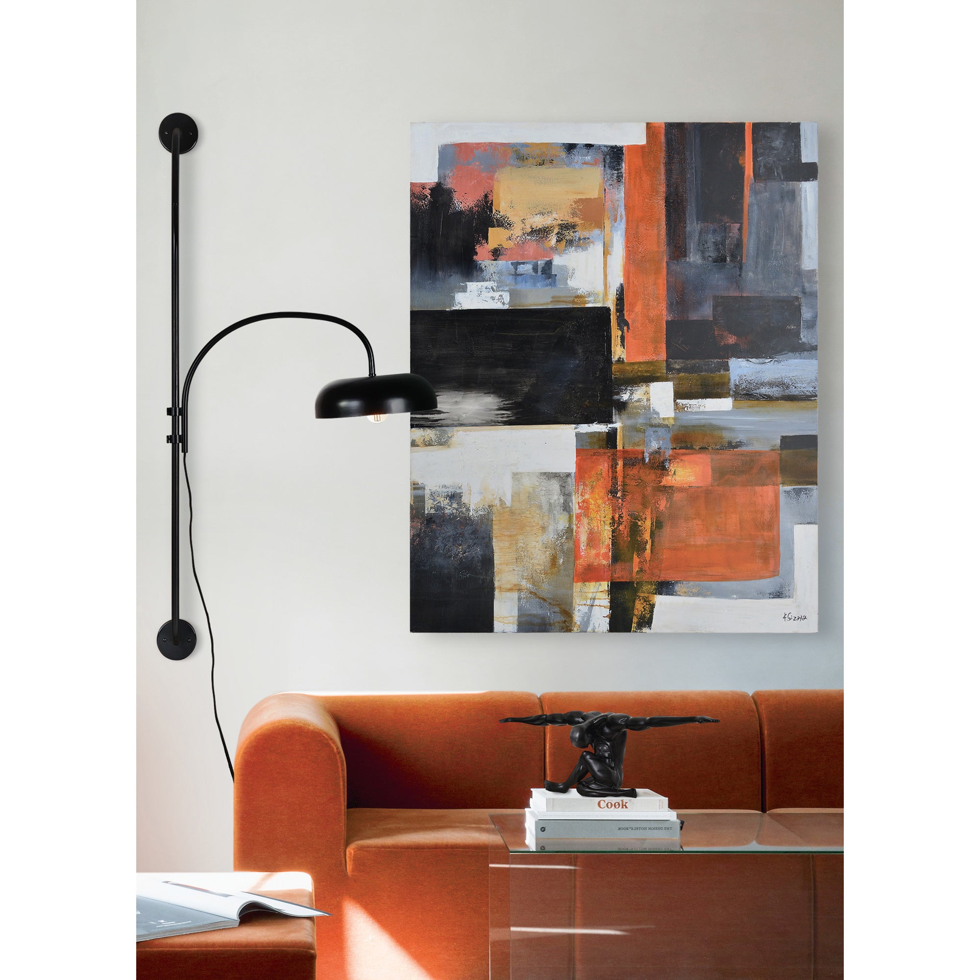 Draco 54.5" Length Wall Sconce, Black - Lifestyle Image - WS066