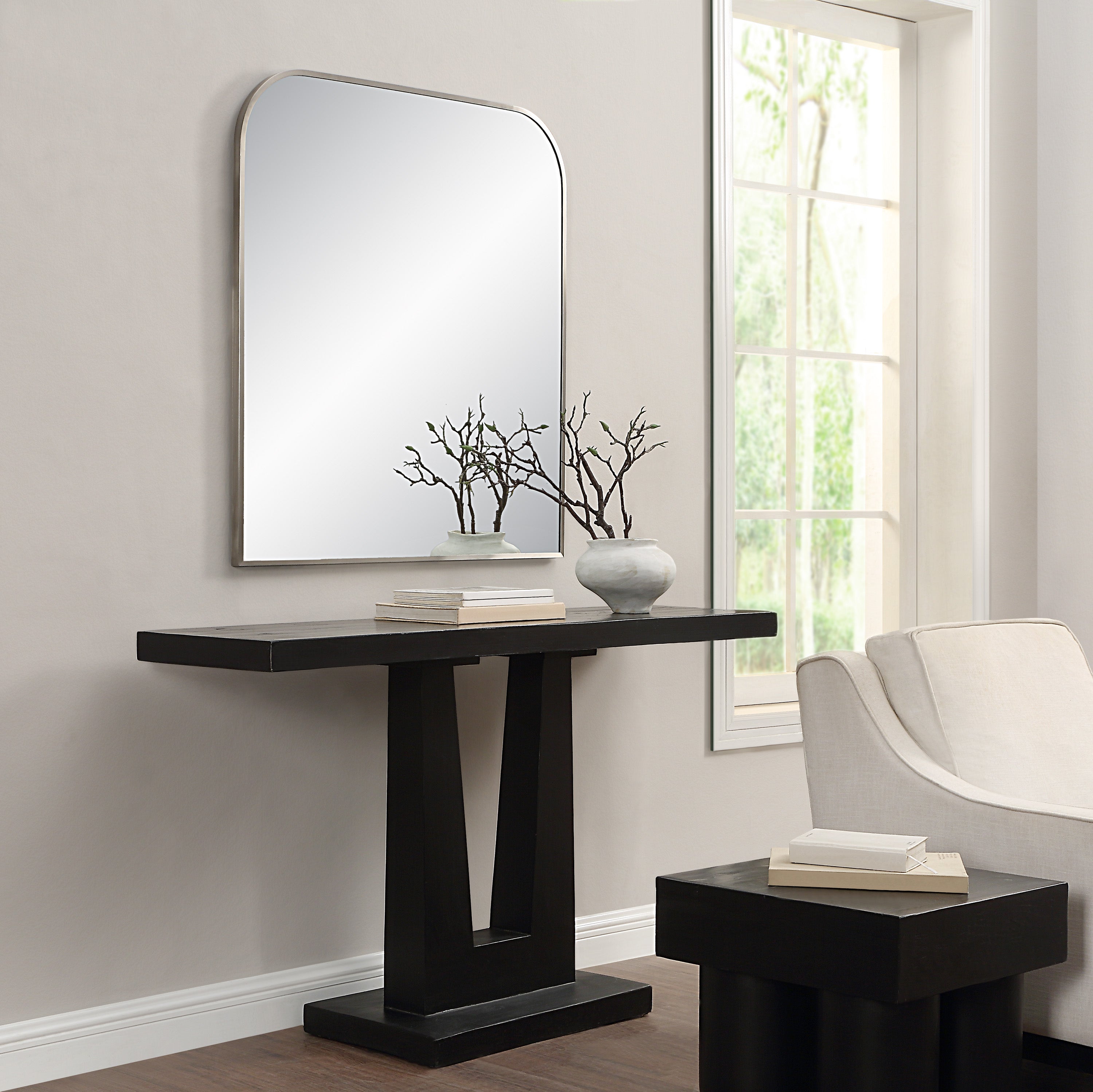 Salma 40" H x 38" W Wall Mirror, Grey - Lifestyle Image - MT2720