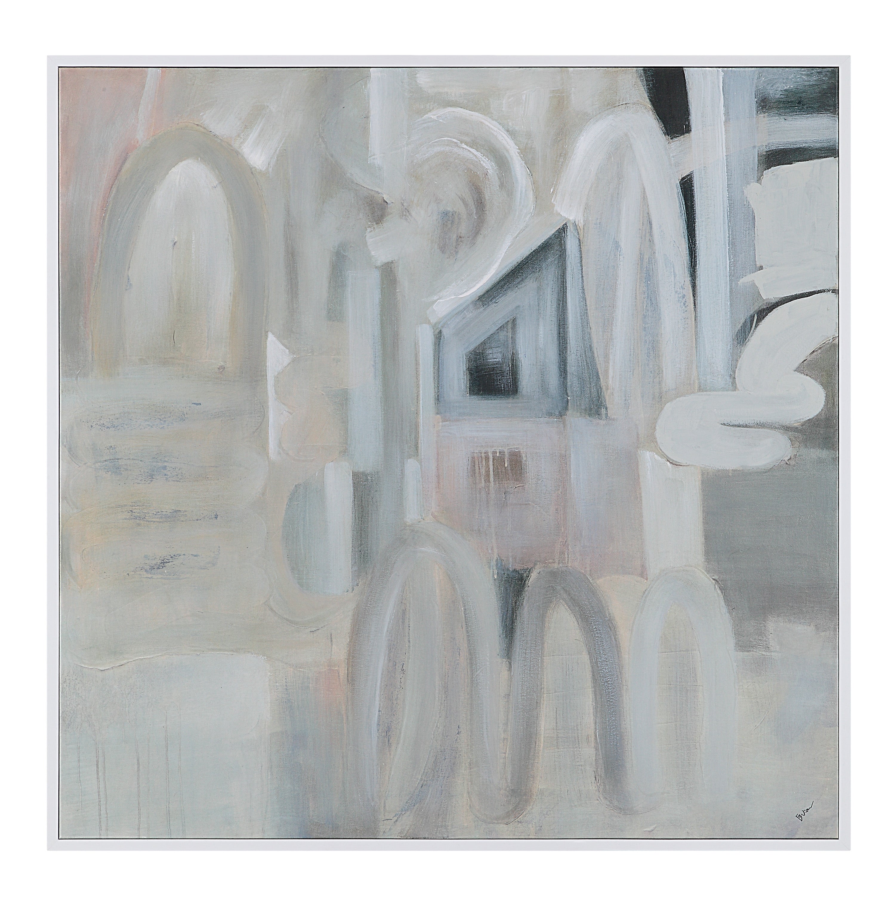 Palazzo 48" Wide Canvas Art with Wood Frame, Painted White - Main Image - OL2165