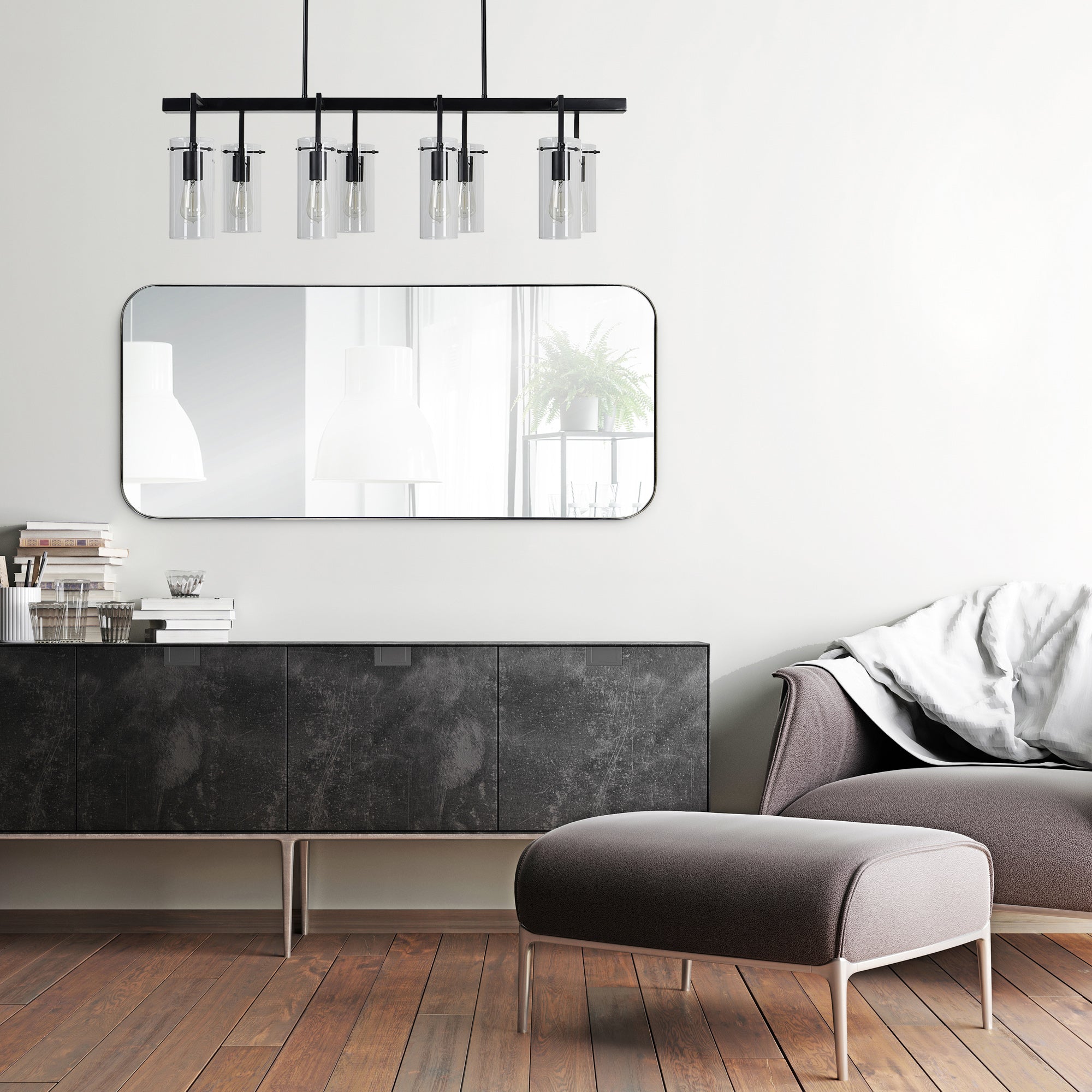 Delphinus 46" Tall Rectangle Wall Mirror, Grey - Lifestyle Image - MT2360
