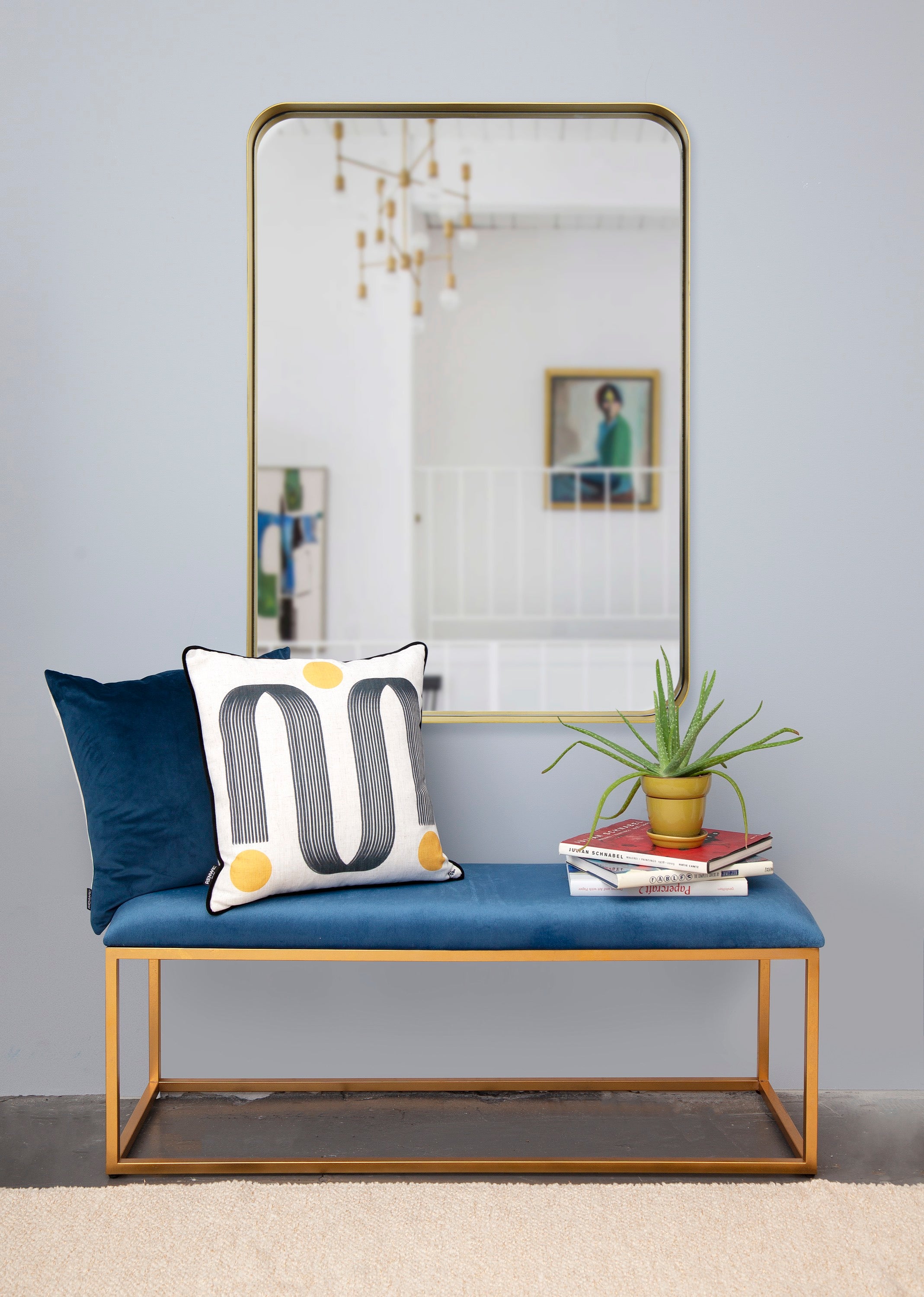 Barton 42" Tall Rectangle Wall Mirror, Yellow - Lifestyle Image - MT2145