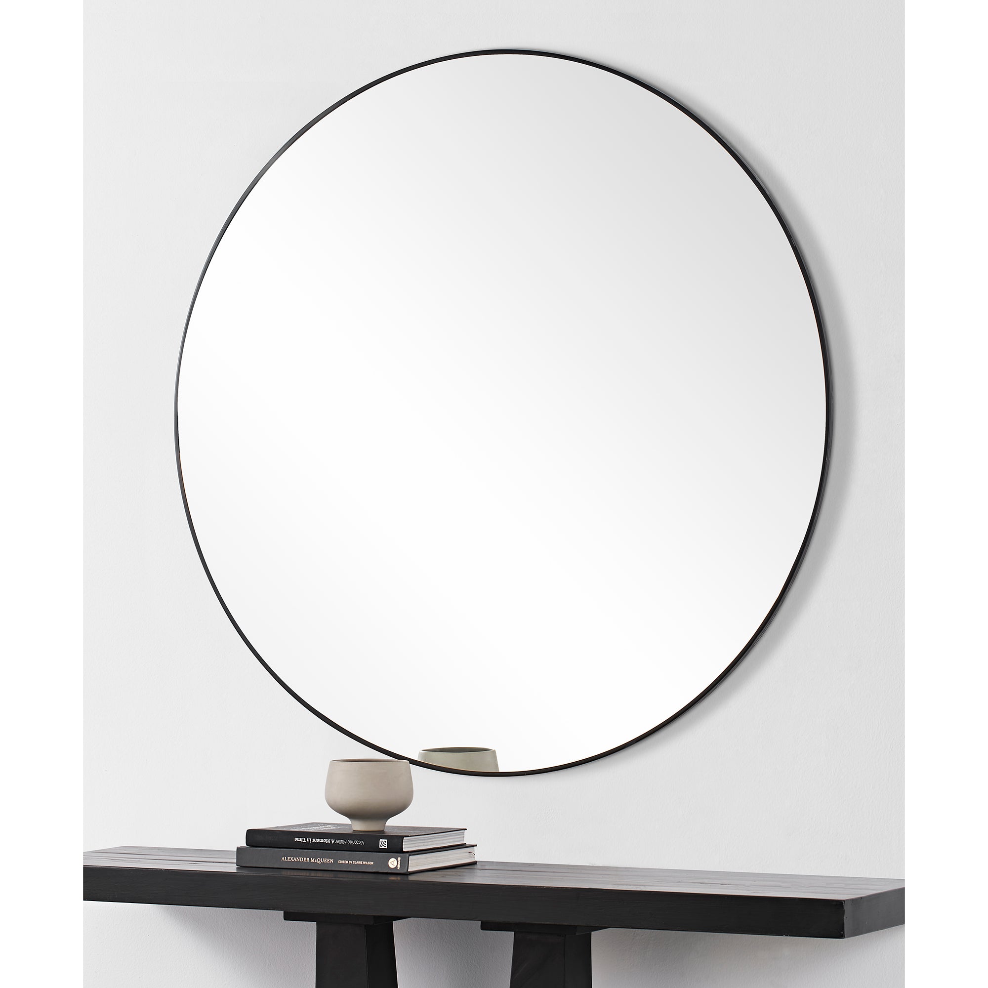 Sami 48" Tall Round Wall Mirror, Black - Lifestyle Image - MT2530