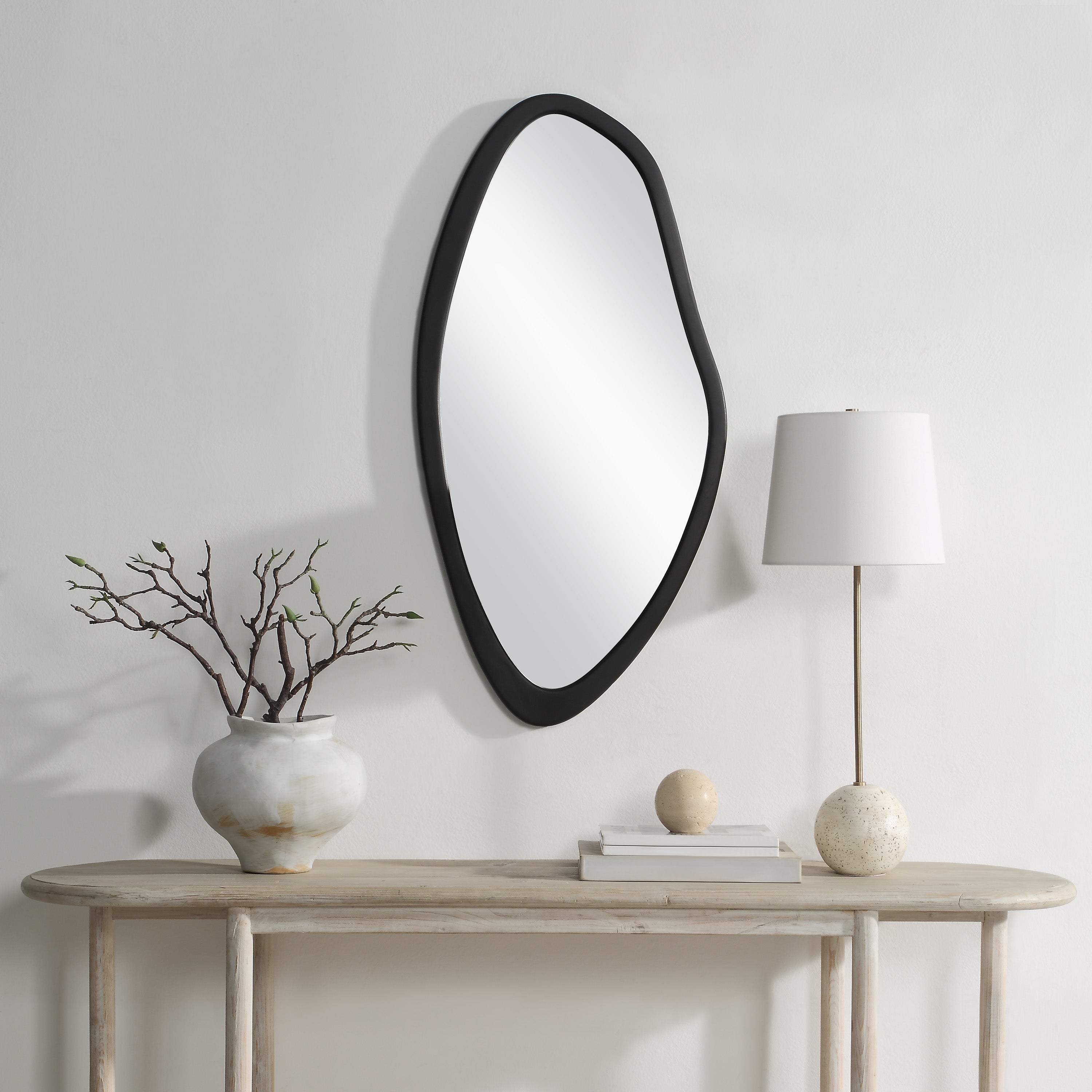 Trani 40" H x 19.75" W Wall Mirror, Black - Lifestyle Image - MT2702