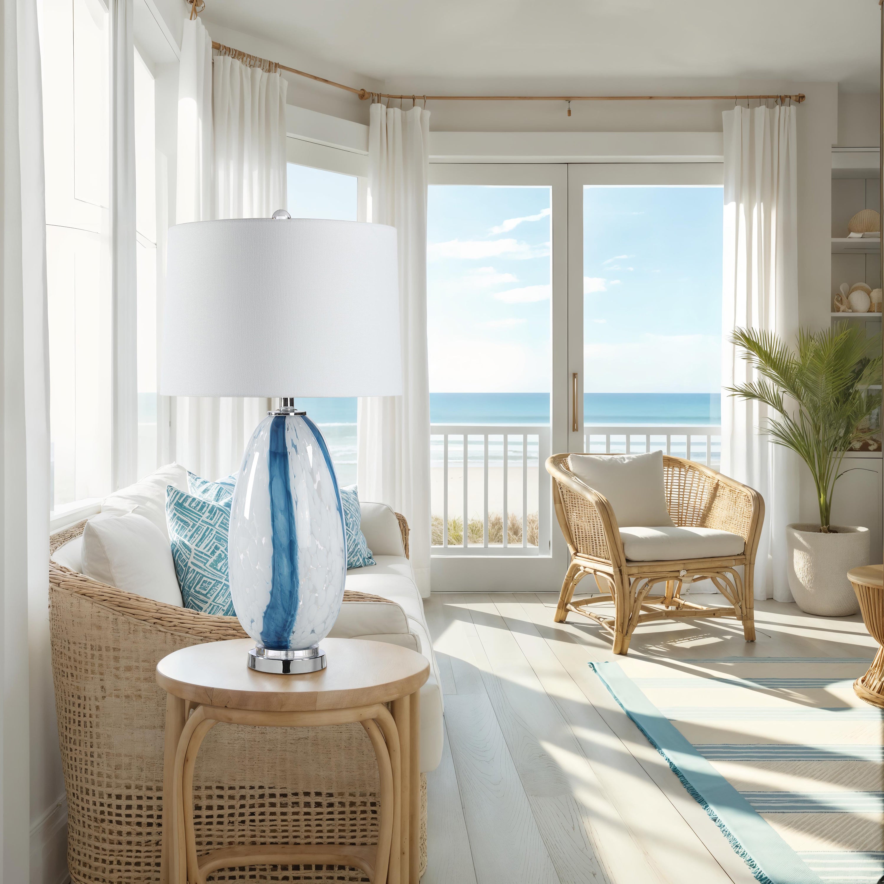 Solis 27.75" Height Table Lamps, Clear And Blue - Lifestyle Image - LPT1418EV
