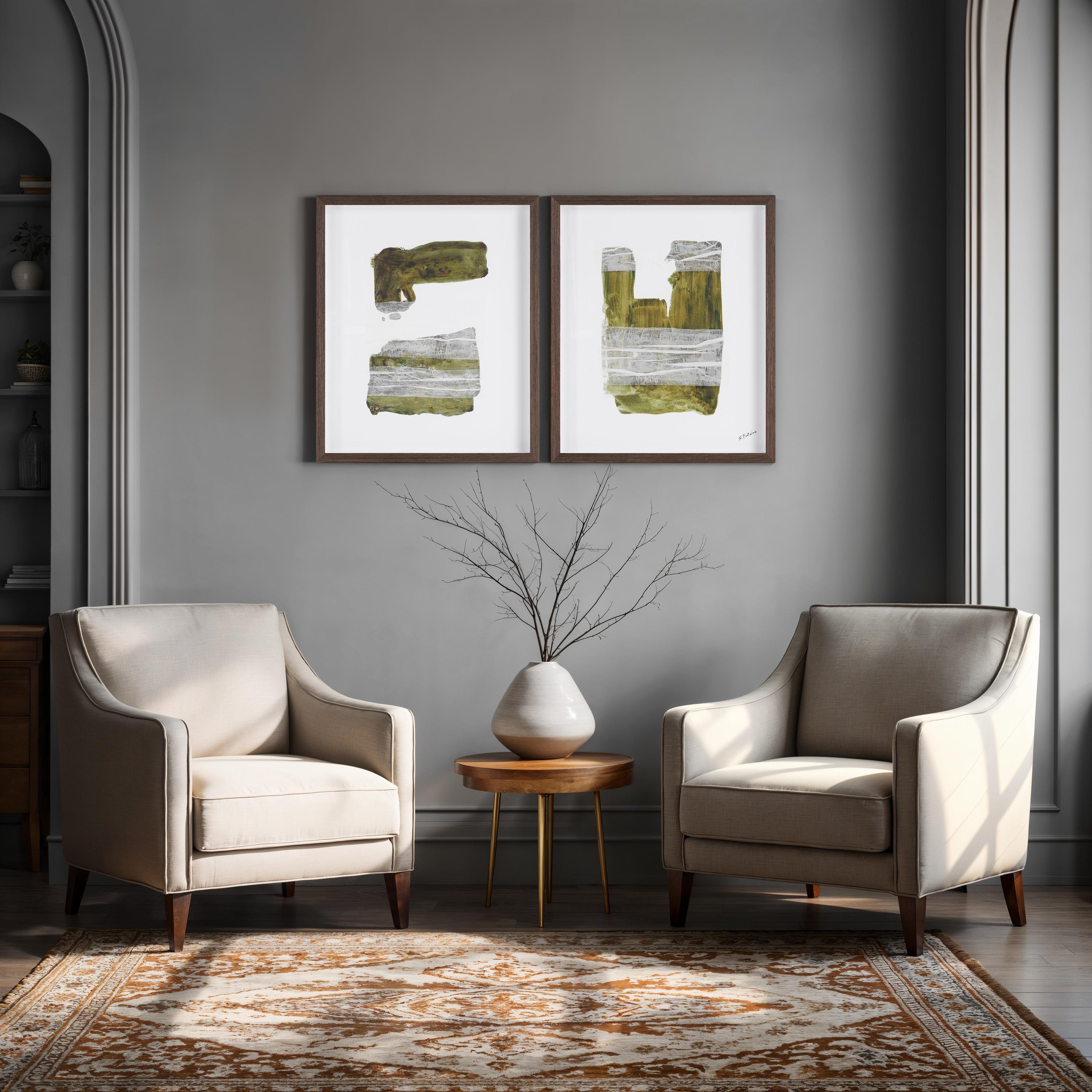 Aimee 20.0" Wide Wall Decor, Printed Artwork (2 Piece Set) - Lifestyle Image - PA0049