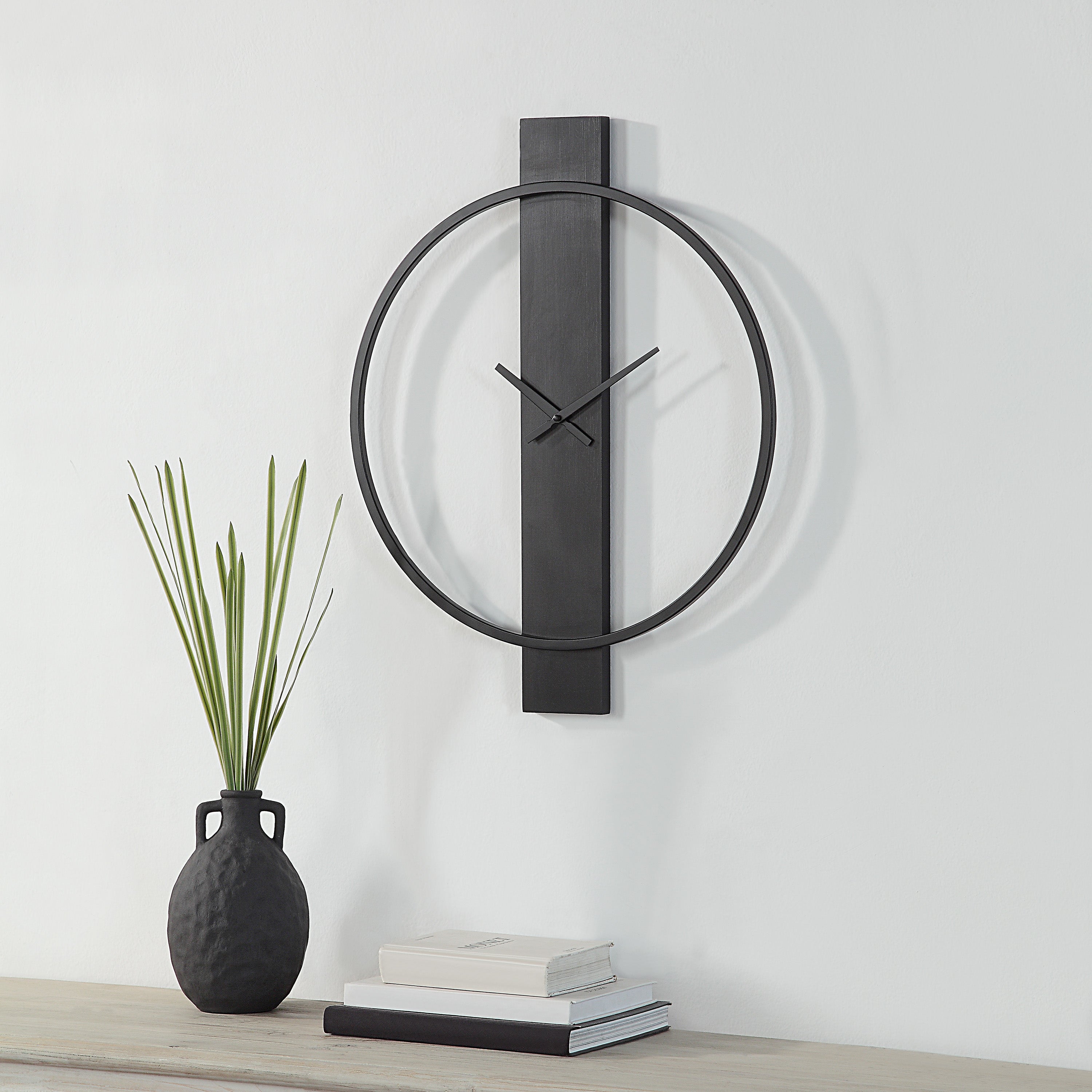 Romane Indoor Iron Wall Clock, Matte Black - Lifestyle Image - CL255