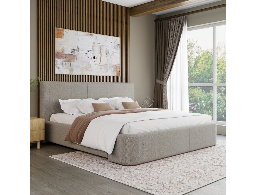 Harrod Platform Bed in Mushroom and Walnut