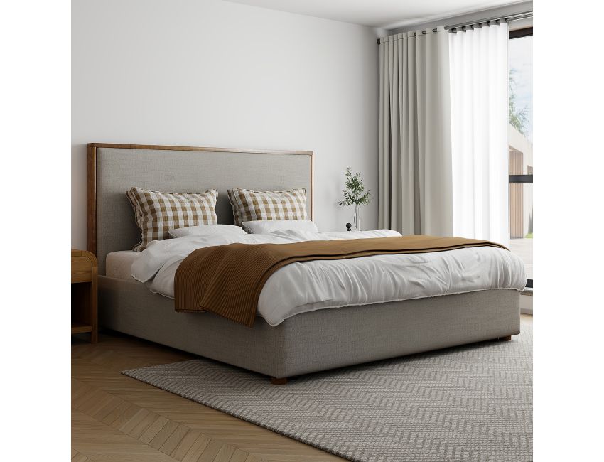 Andover 78" King Platform Bed with Drawer in Oat